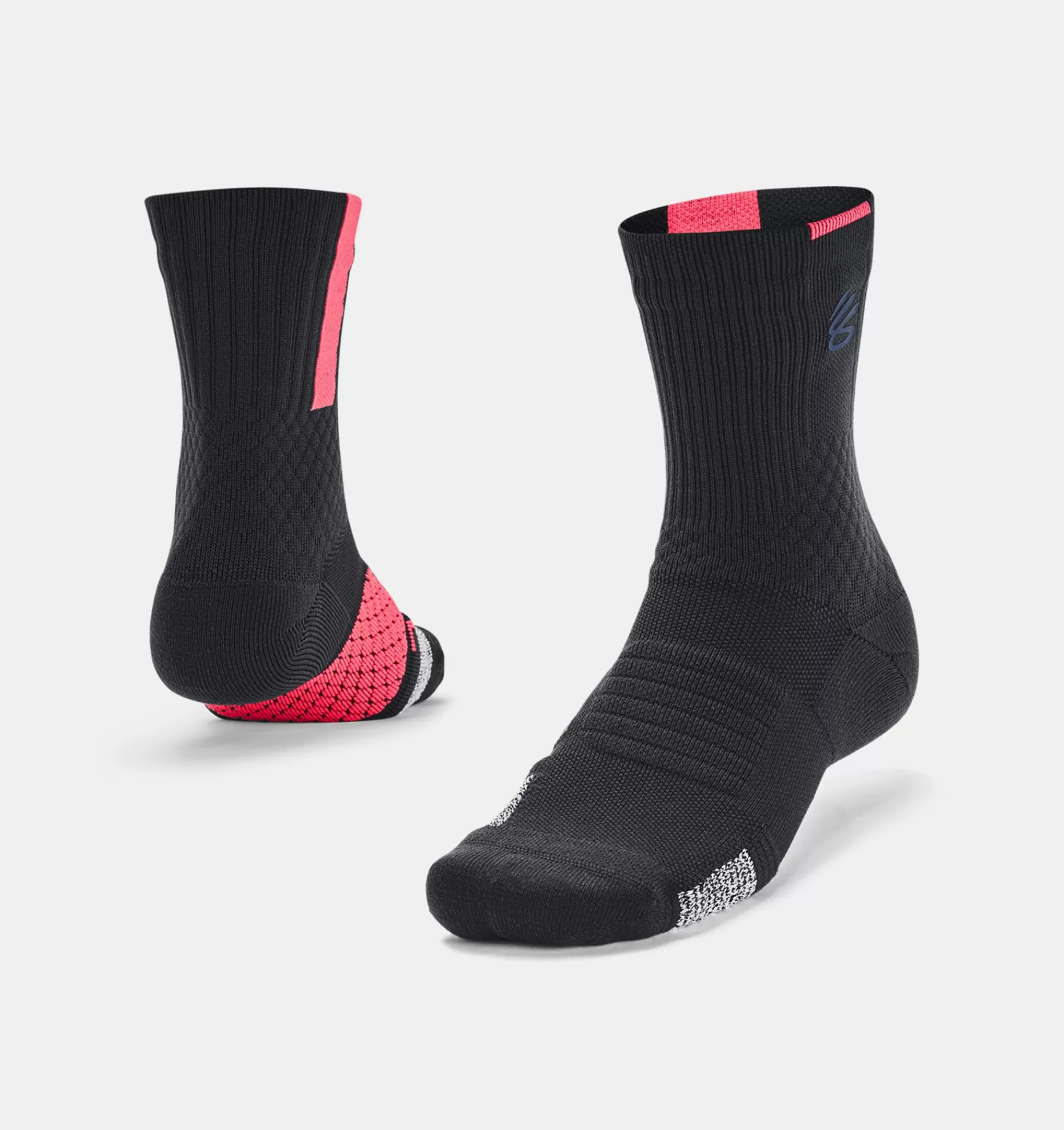 Outlet Under Armour Calze Curry Armourdry™ Playmaker Mid-Crew Unisex Black / Pink Shock - 001