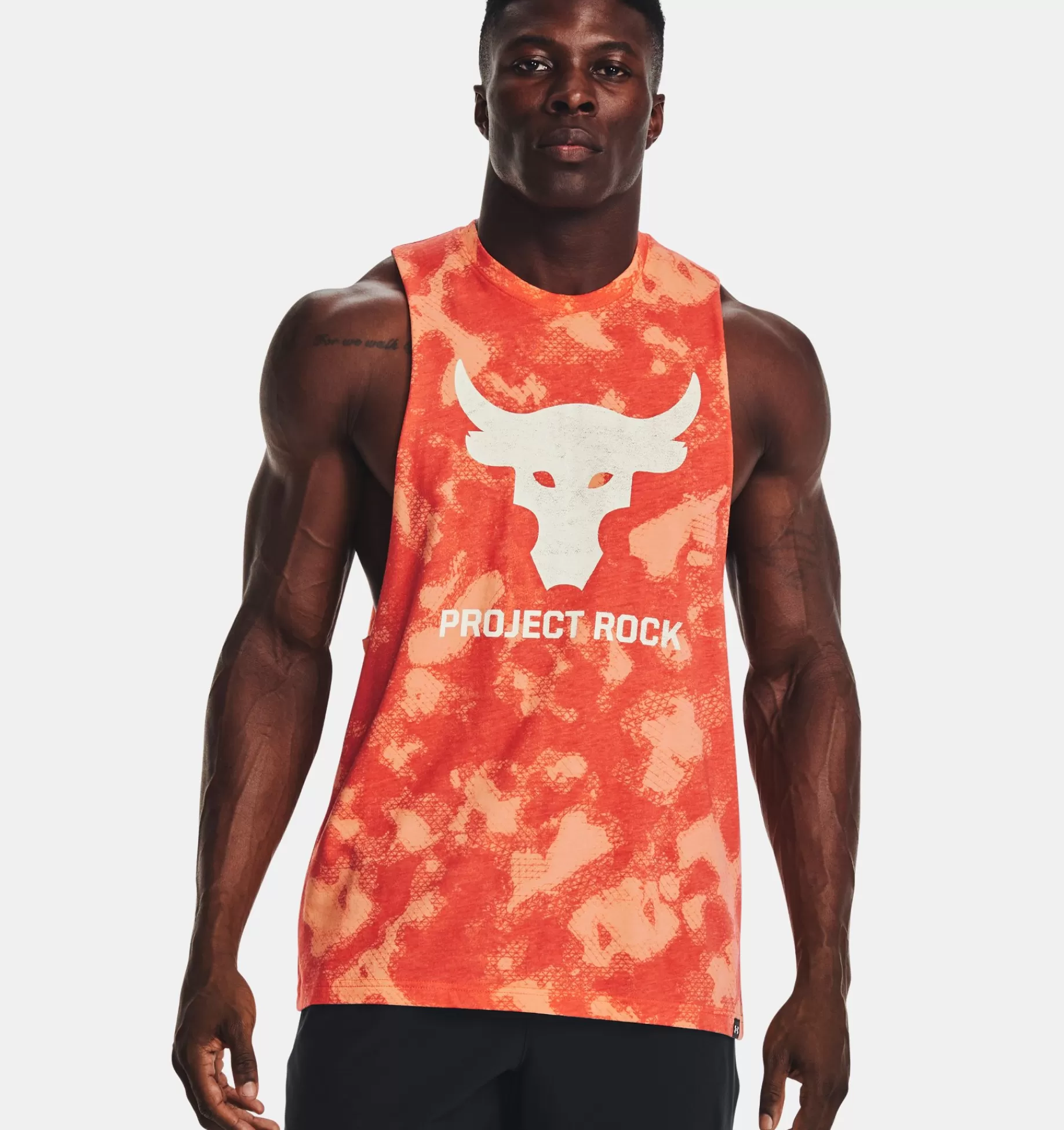 Clearance Under Armour Canotta Project Rock Brahma Printed Da Uomo Vermillion / Vitamin - 872