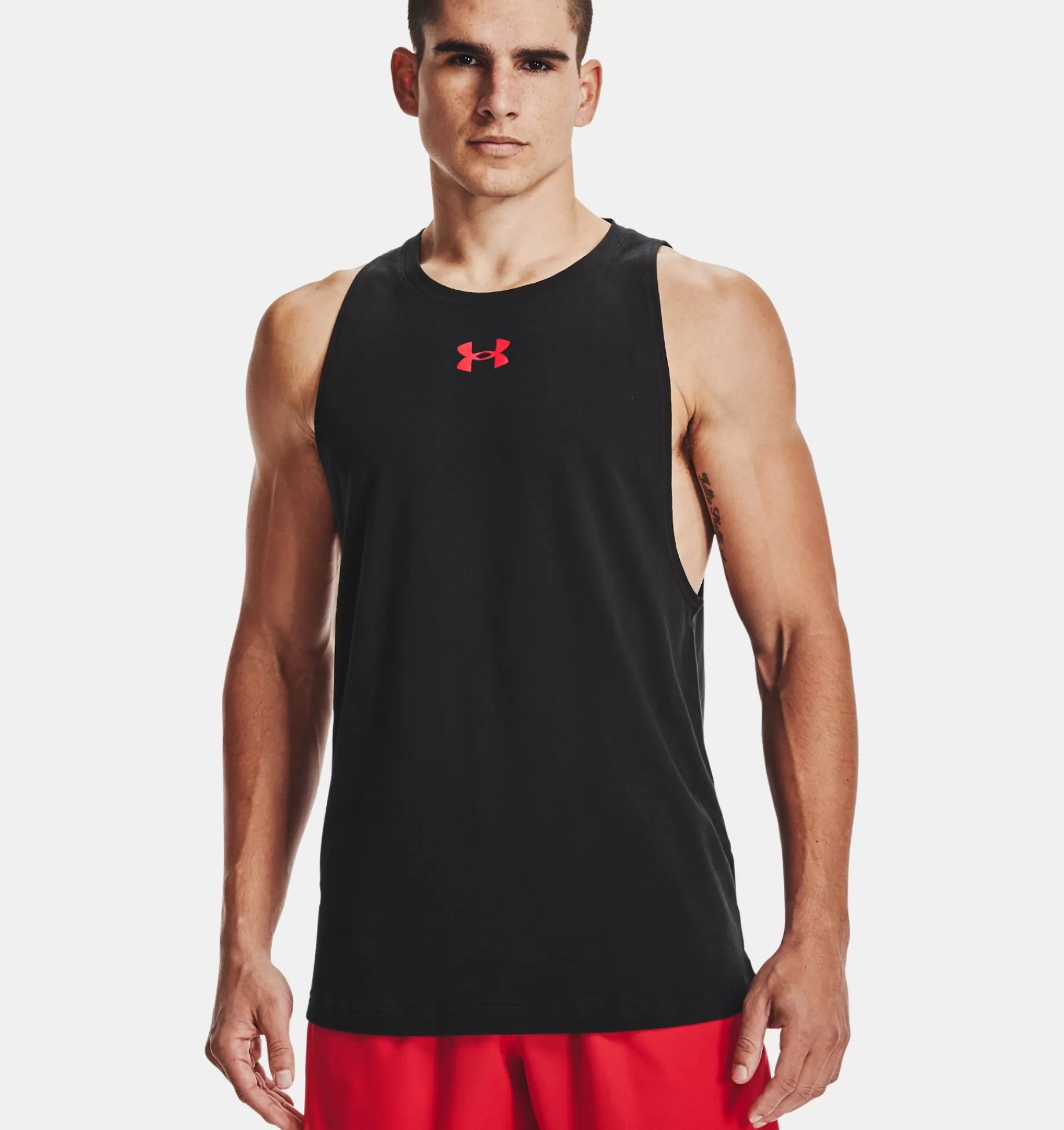 Clearance Under Armour Canotta Ua Baseline Cotton Da Uomo Black / Red - 001