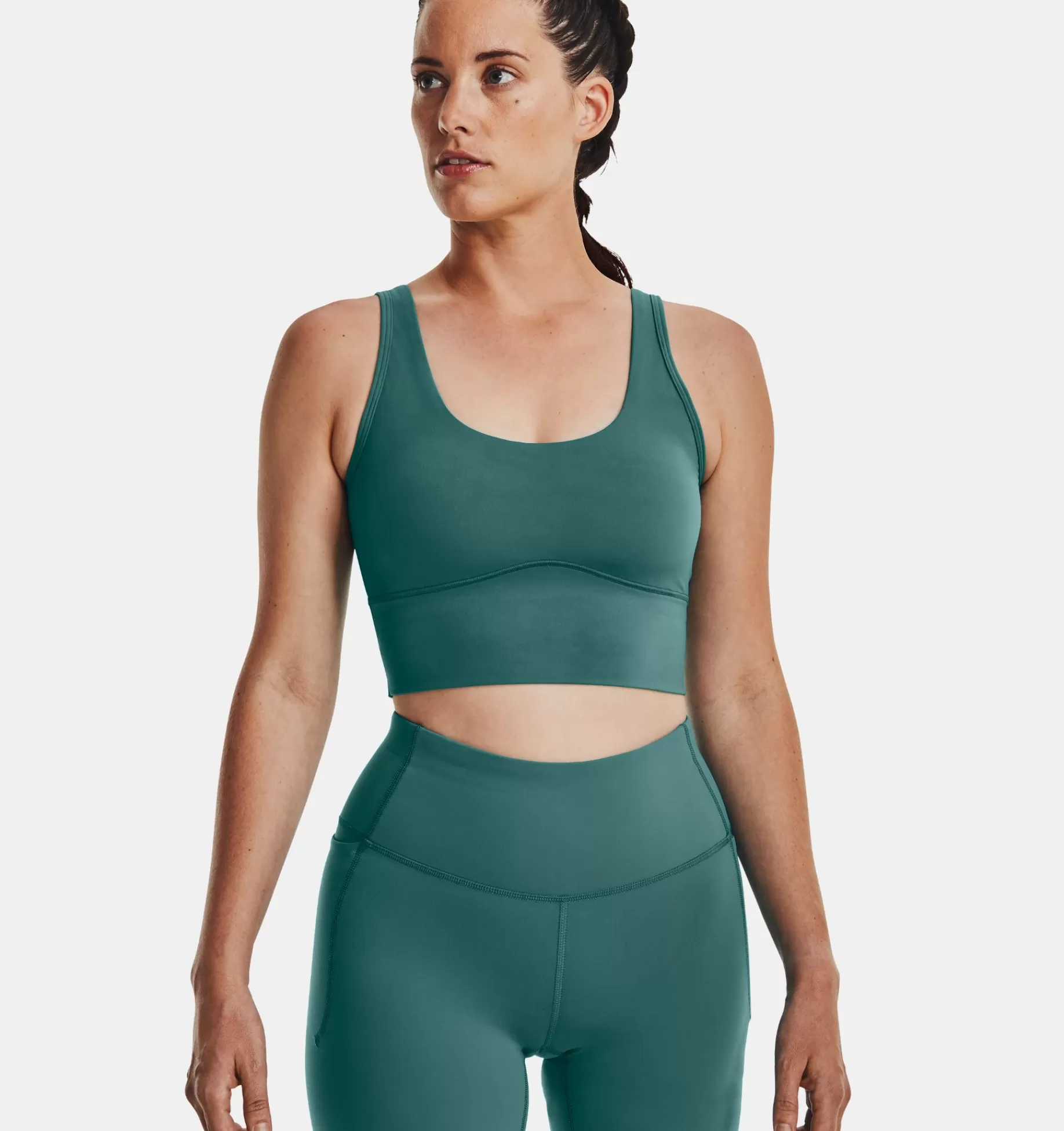 New Under Armour Canotta Ua Meridian Fitted Crop Da Donna Coastal Teal / Metallic Silver - 722