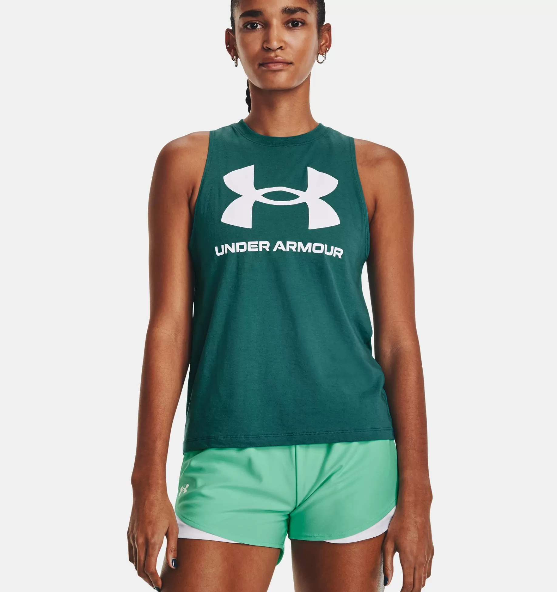 Shop Under Armour Canotta Ua Sportstyle Graphic Da Donna Coastal Teal / White - 722