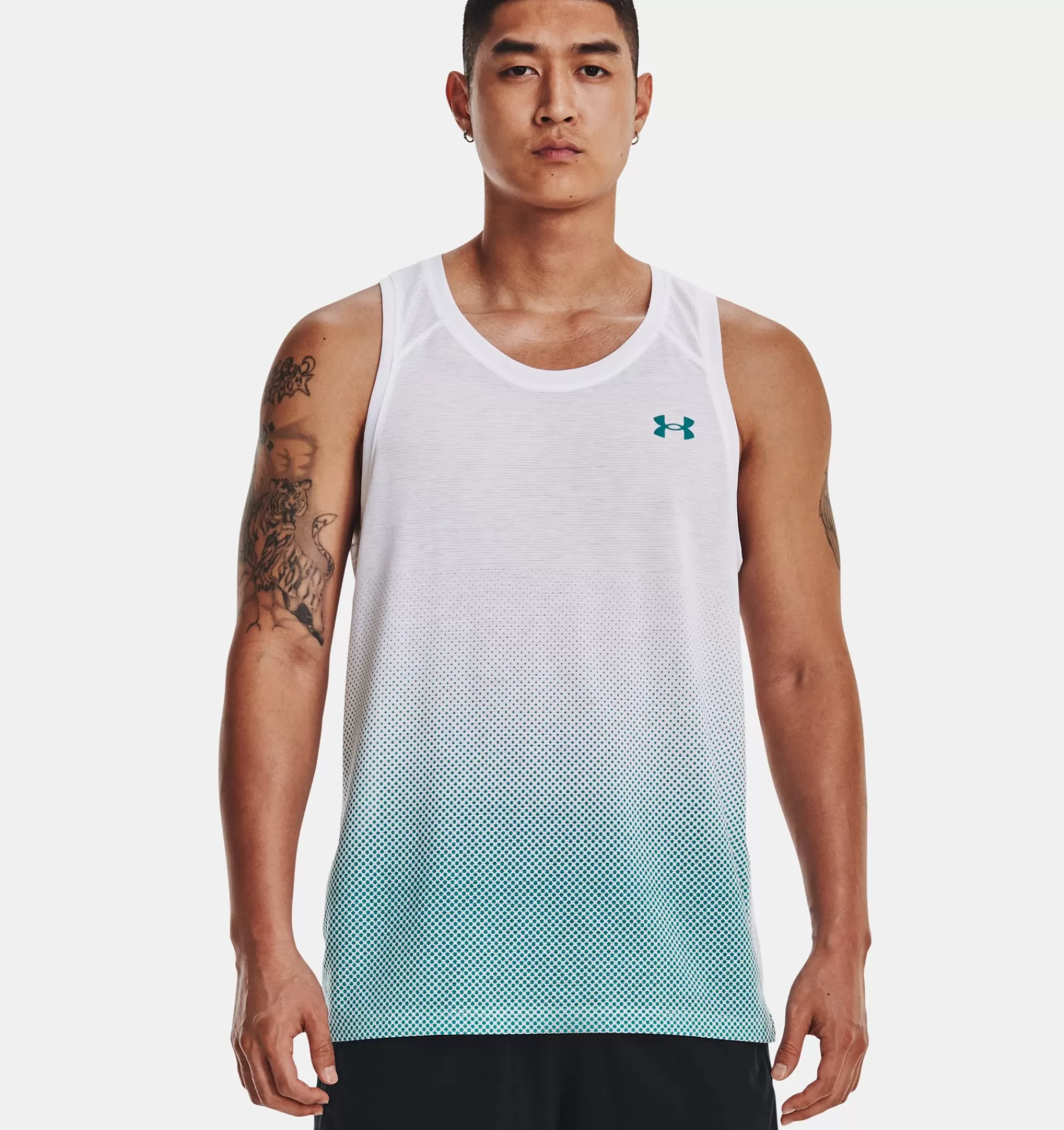 Outlet Under Armour Canotta Ua Streaker Wind Da Uomo White / Coastal Teal - 100