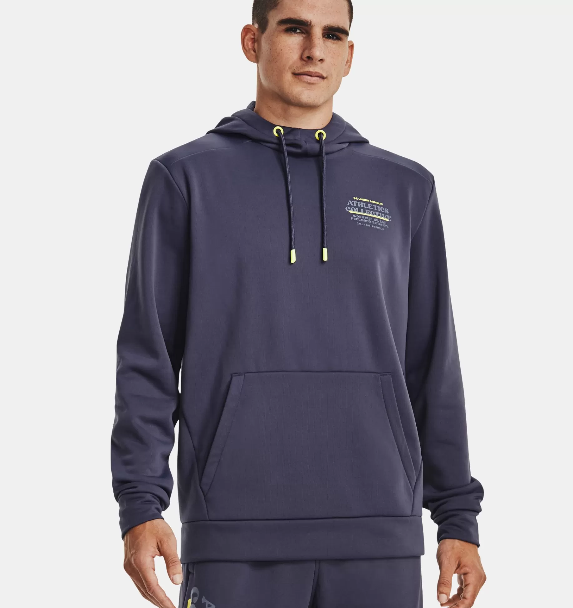 Clearance Under Armour Felpa Con Cappuccio Armour Fleece® Da Uomo Tempered Steel / Aurora Purple - 558