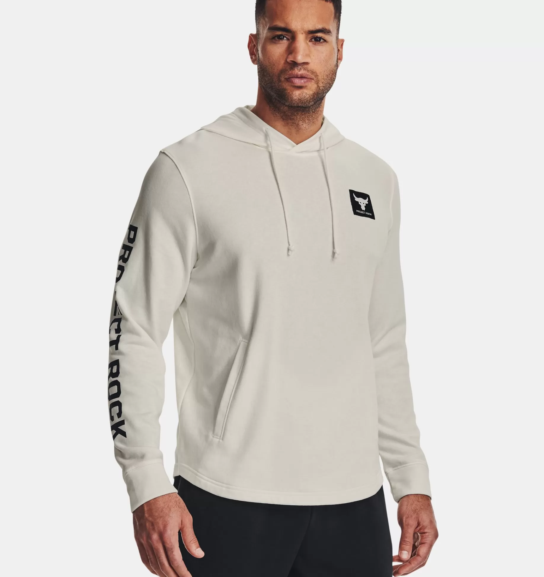 Discount Under Armour Felpa Con Cappuccio Project Rock Terry Da Uomo Ivory / Black - 130