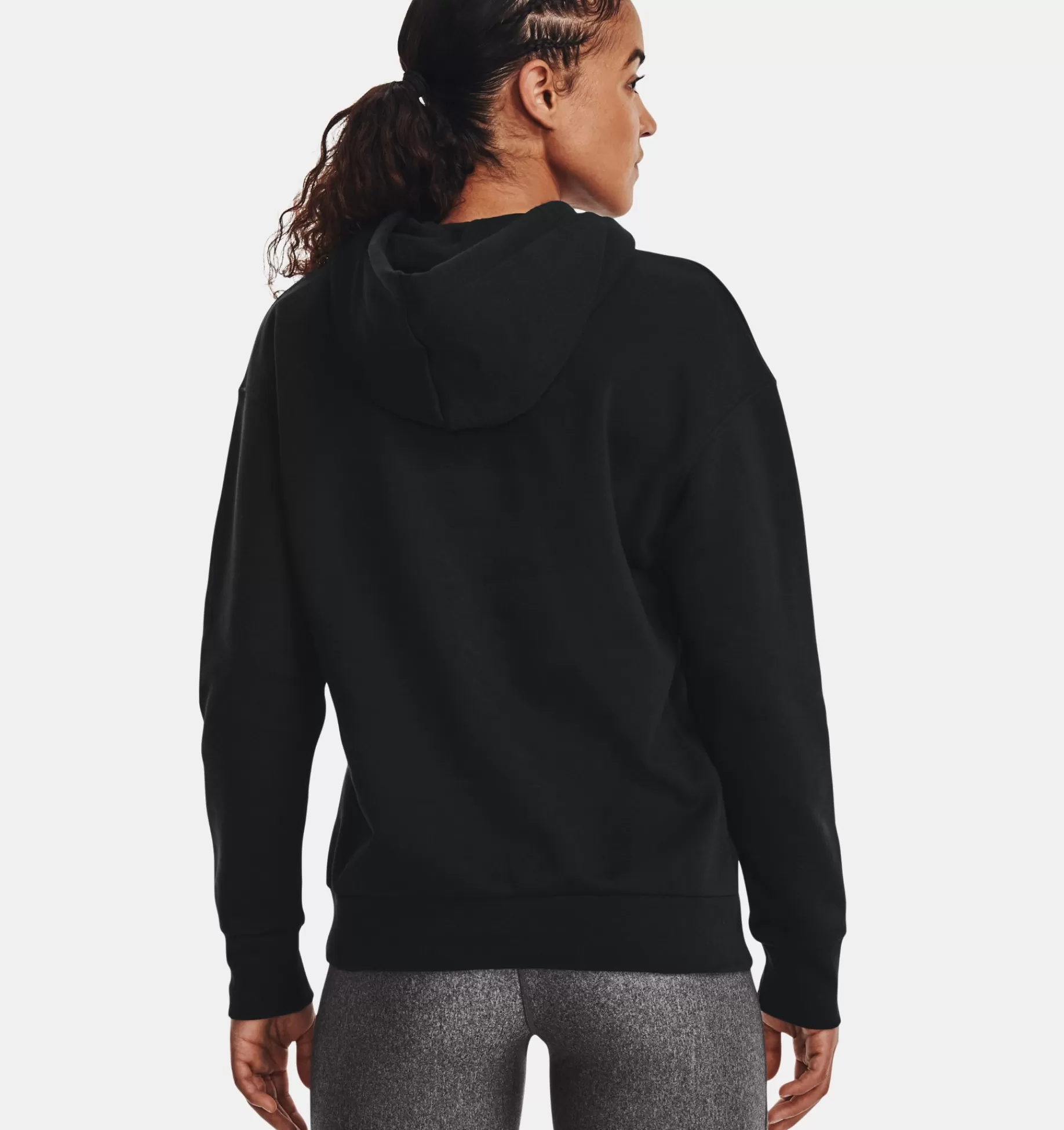 Best Sale Under Armour Felpa Con Cappuccio Ua Essential Fleece Da Donna Black / White - 001