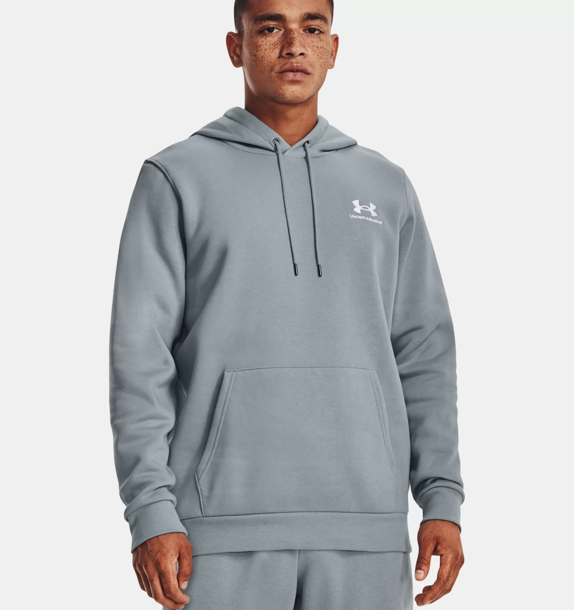 Clearance Under Armour Felpa Con Cappuccio Ua Essential Fleece Da Uomo Harbor Blue / White - 465