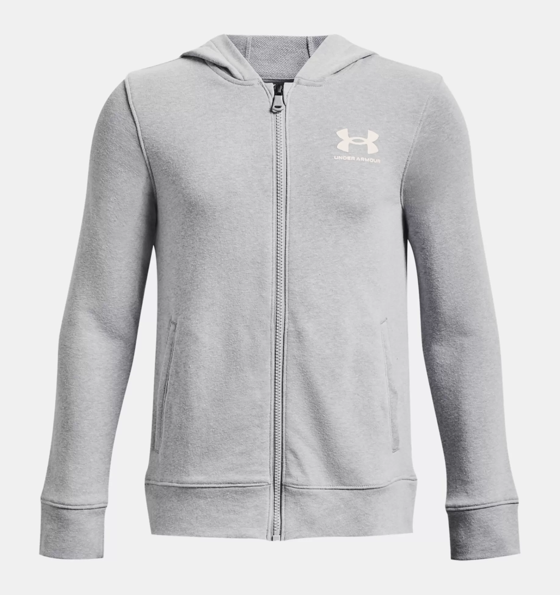 Outlet Under Armour Felpa Con Cappuccio Ua Rival Terry Full-Zip Da Ragazzo Mod Gray Light Heather / Onyx White - 011