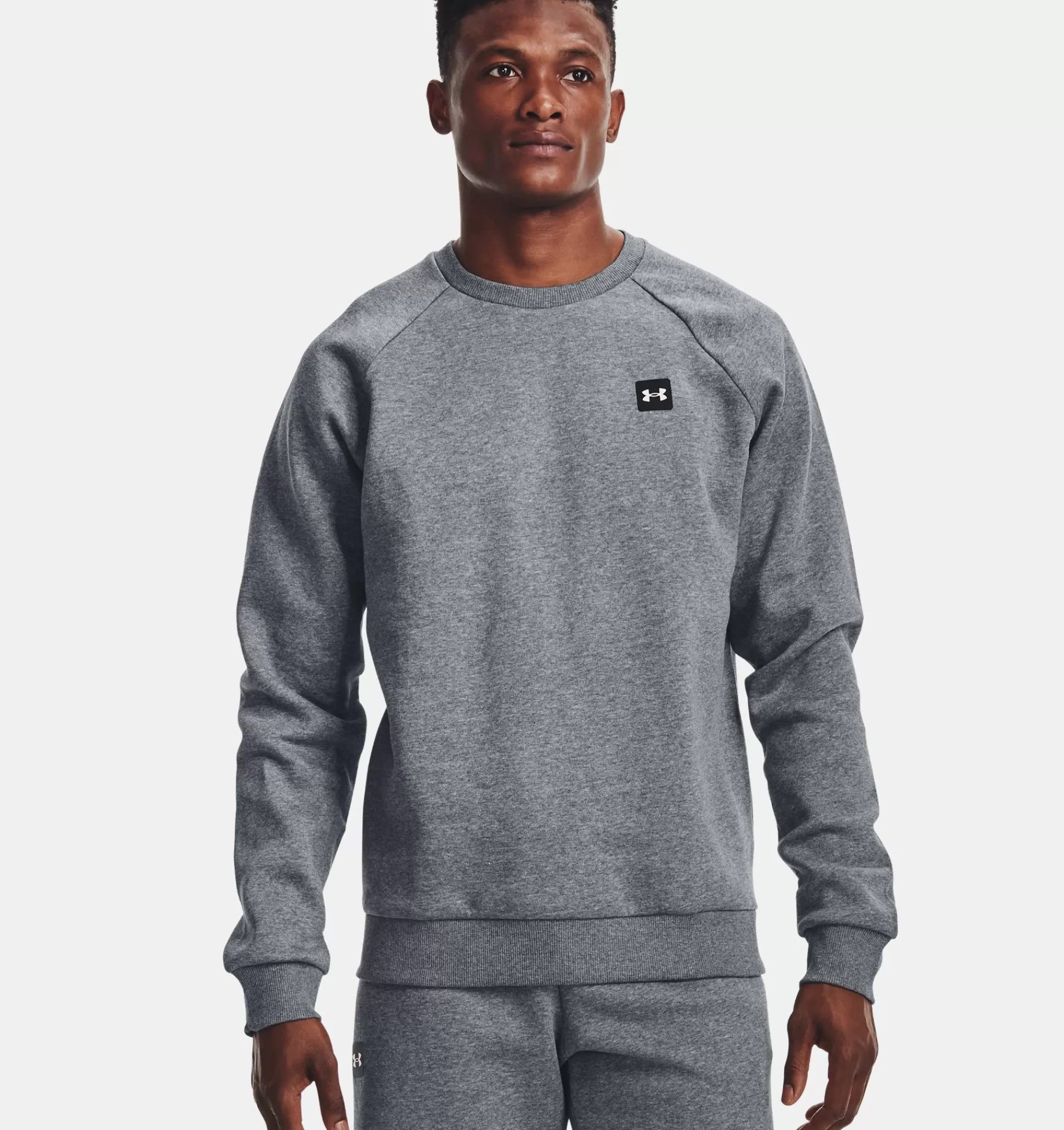 Best Sale Under Armour Felpa Ua Rival Fleece Crew Da Uomo Pitch Gray Light Heather / Onyx White - 012