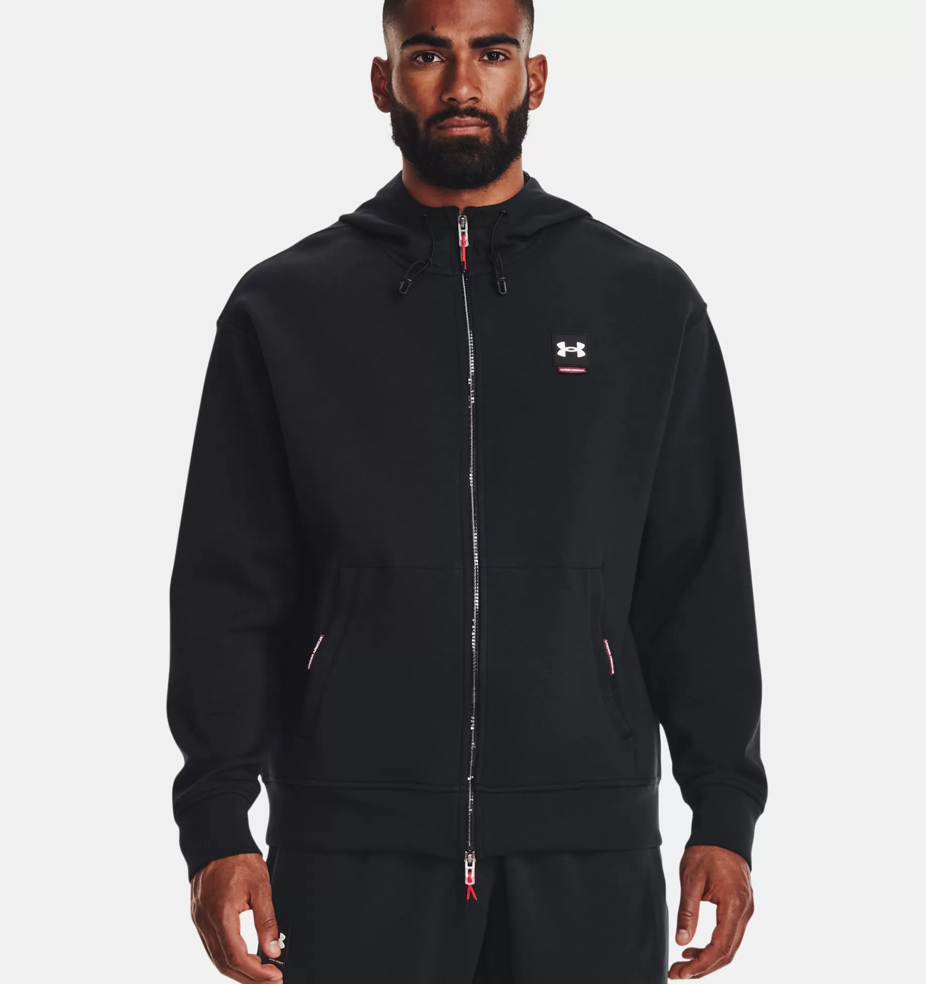 Cheap Under Armour Felpa Ua Summit Knit Full Zip Da Uomo Black / Radio Red - 001