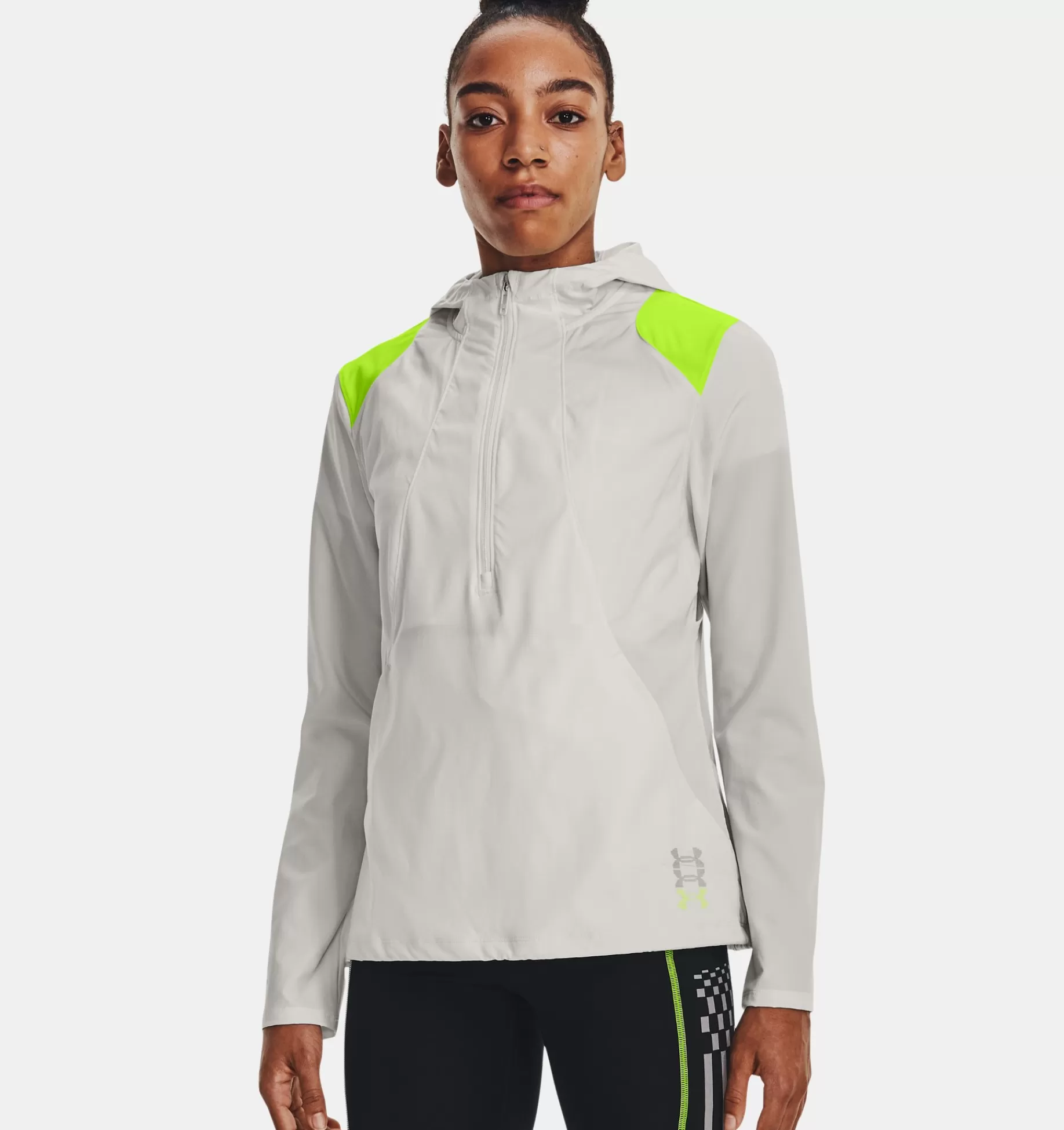 Hot Under Armour Giacca Anorak Ua Run Anywhere Da Donna Gray Mist / Lime Surge - 006