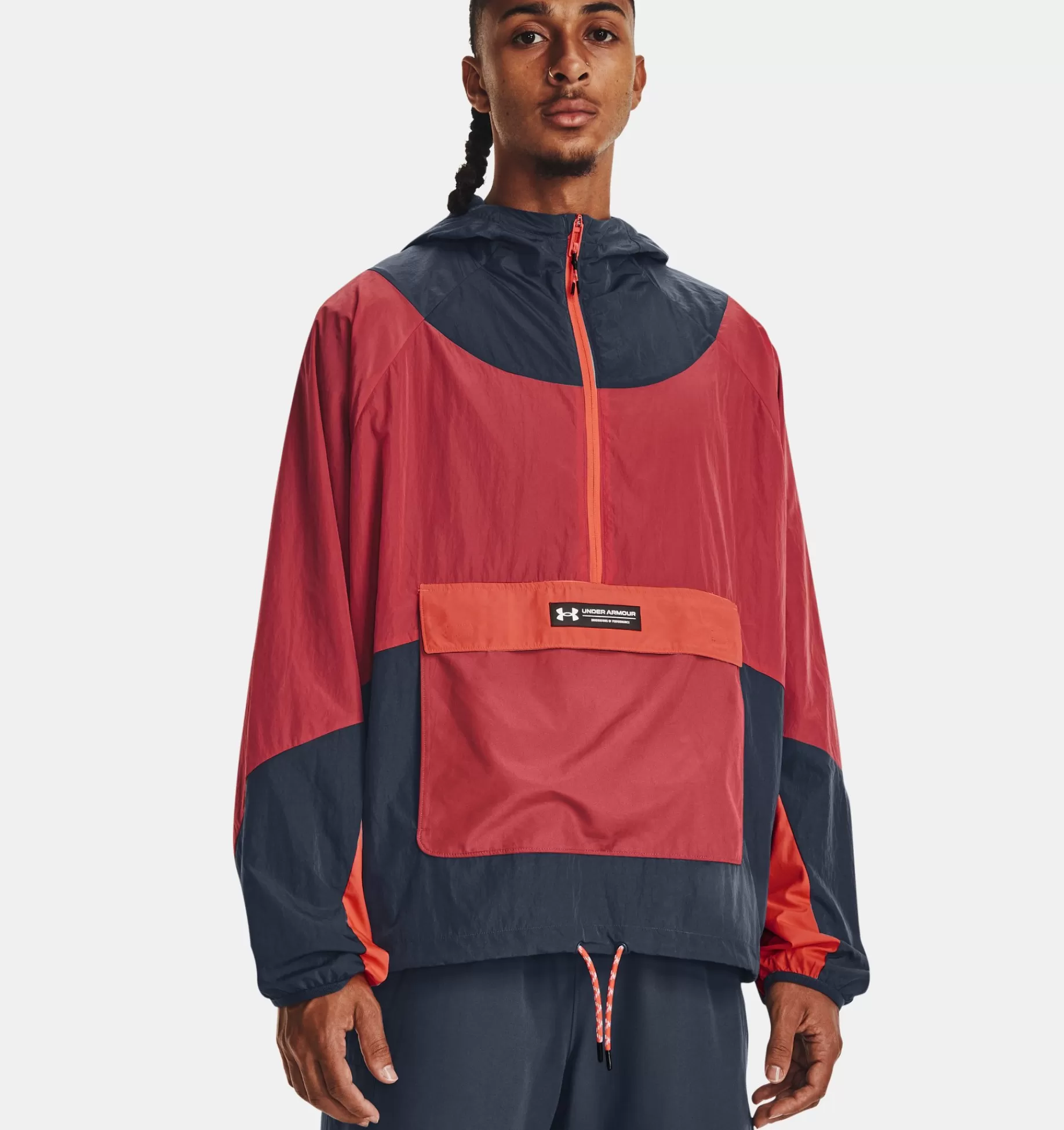 Fashion Under Armour Giacca Anorak Ua Rush™ Woven ½ Zip Da Uomo Downpour Gray / Reflective - 044