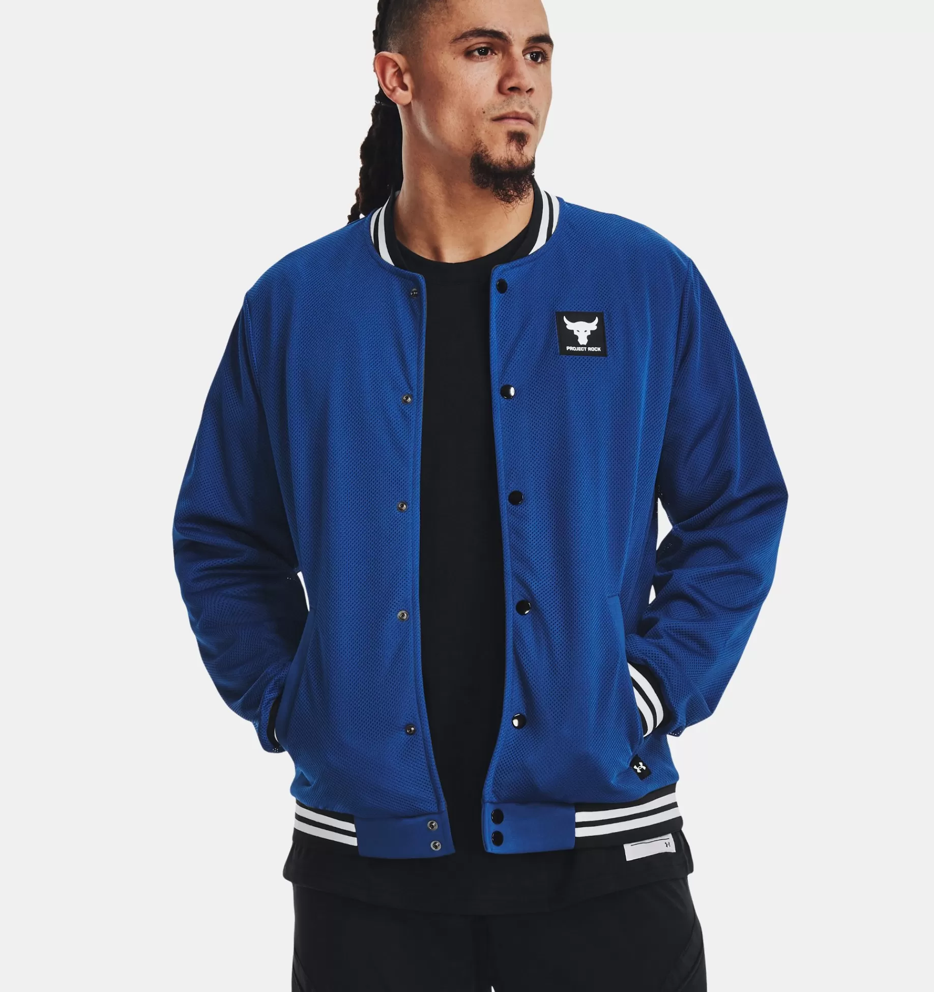 Online Under Armour Giacca Project Rock Mesh Varsity Da Uomo Blue Mirage / White - 471