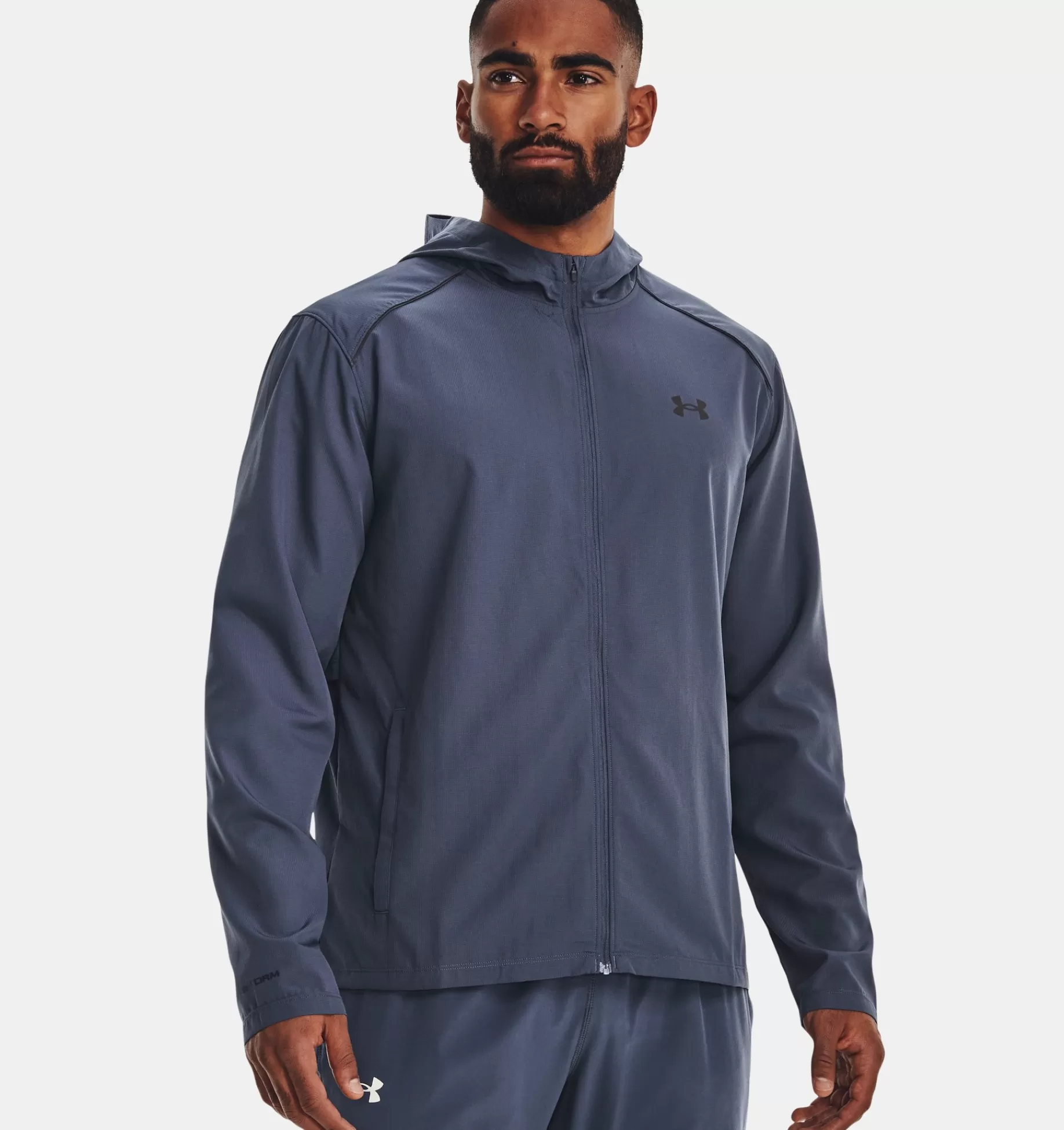 Clearance Under Armour Giacca Ua Storm Run Hooded Da Uomo Downpour Gray / Harbor Blue - 044