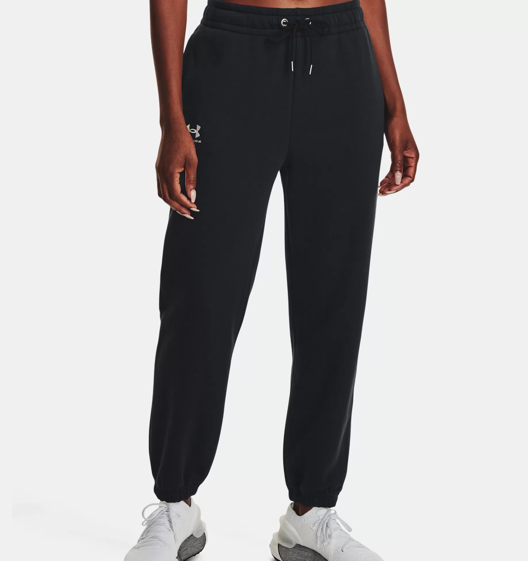 Fashion Under Armour Jogger Ua Essential Fleece Da Donna Black / White - 001