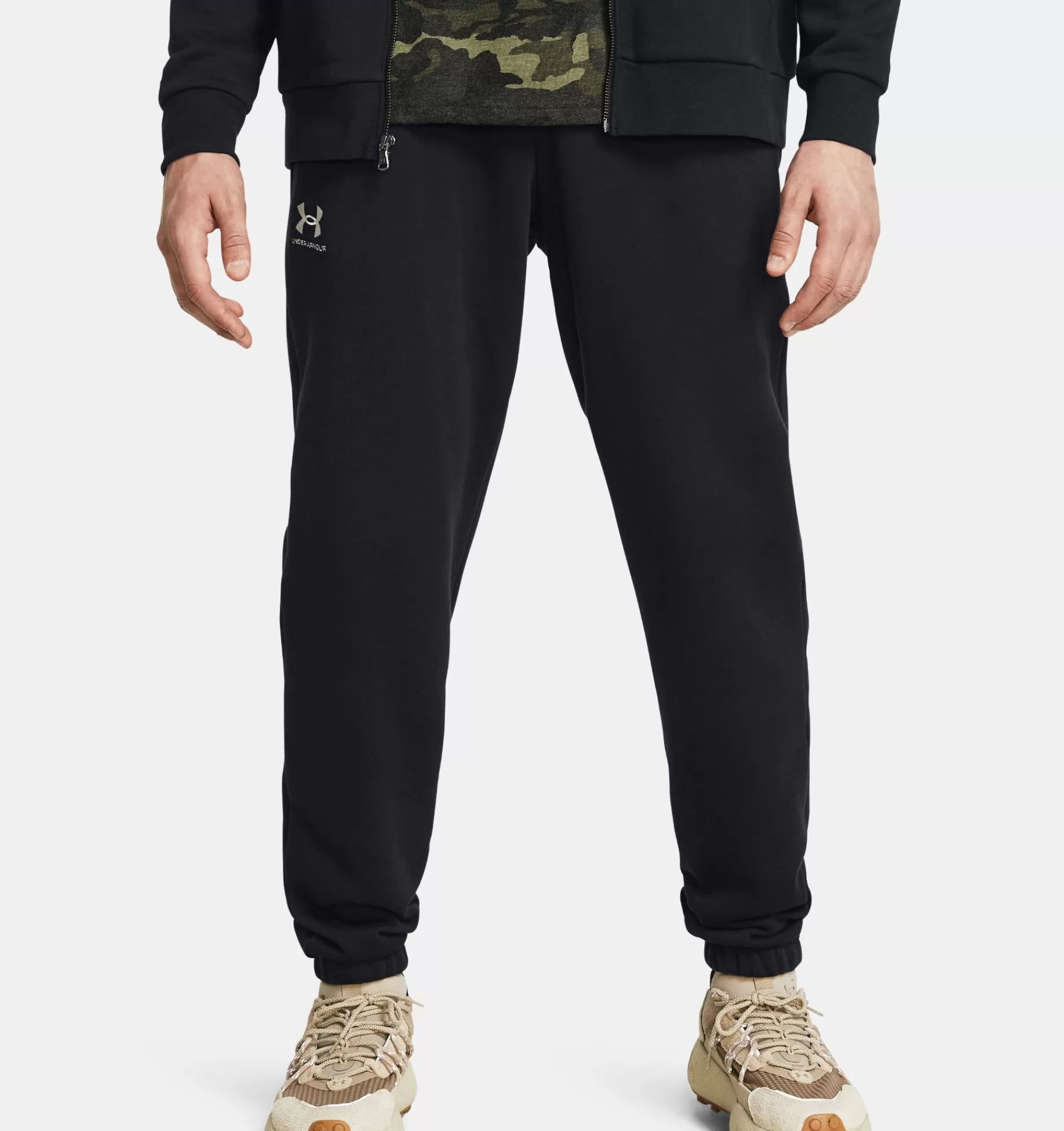 Flash Sale Under Armour Jogger Ua Essential Fleece Da Uomo Black / White - 001