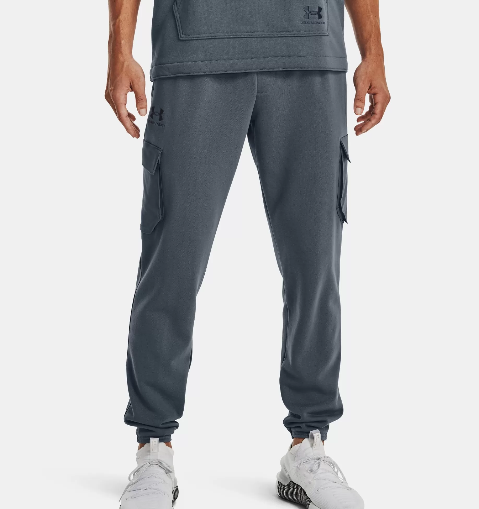 New Under Armour Jogger Ua Heavyweight Terry Da Uomo Gravel / Downpour Gray - 002