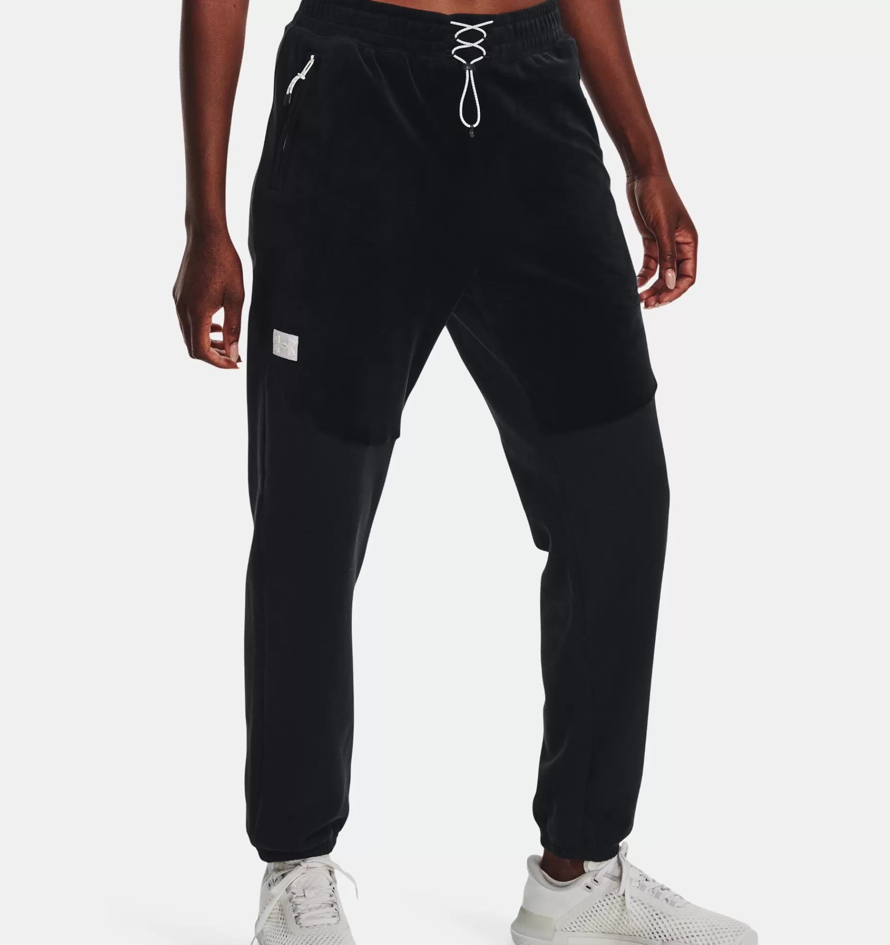 Best Sale Under Armour Jogger Ua Journey Fleece Da Donna Black / White - 001