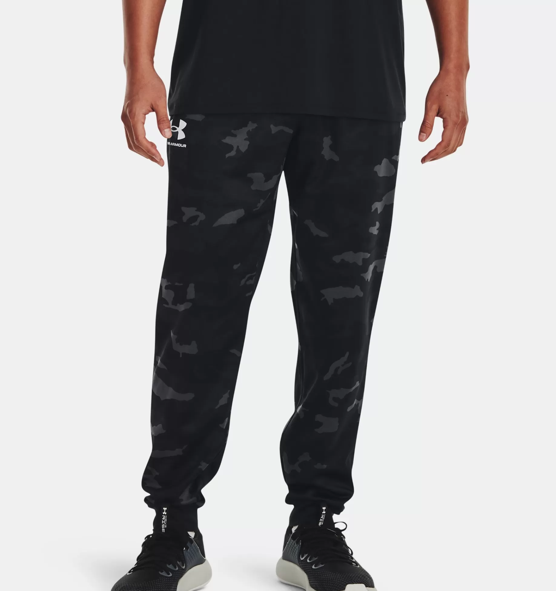 New Under Armour Joggers Ua Sportstyle Tricot Printed Da Uomo Black / White - 001