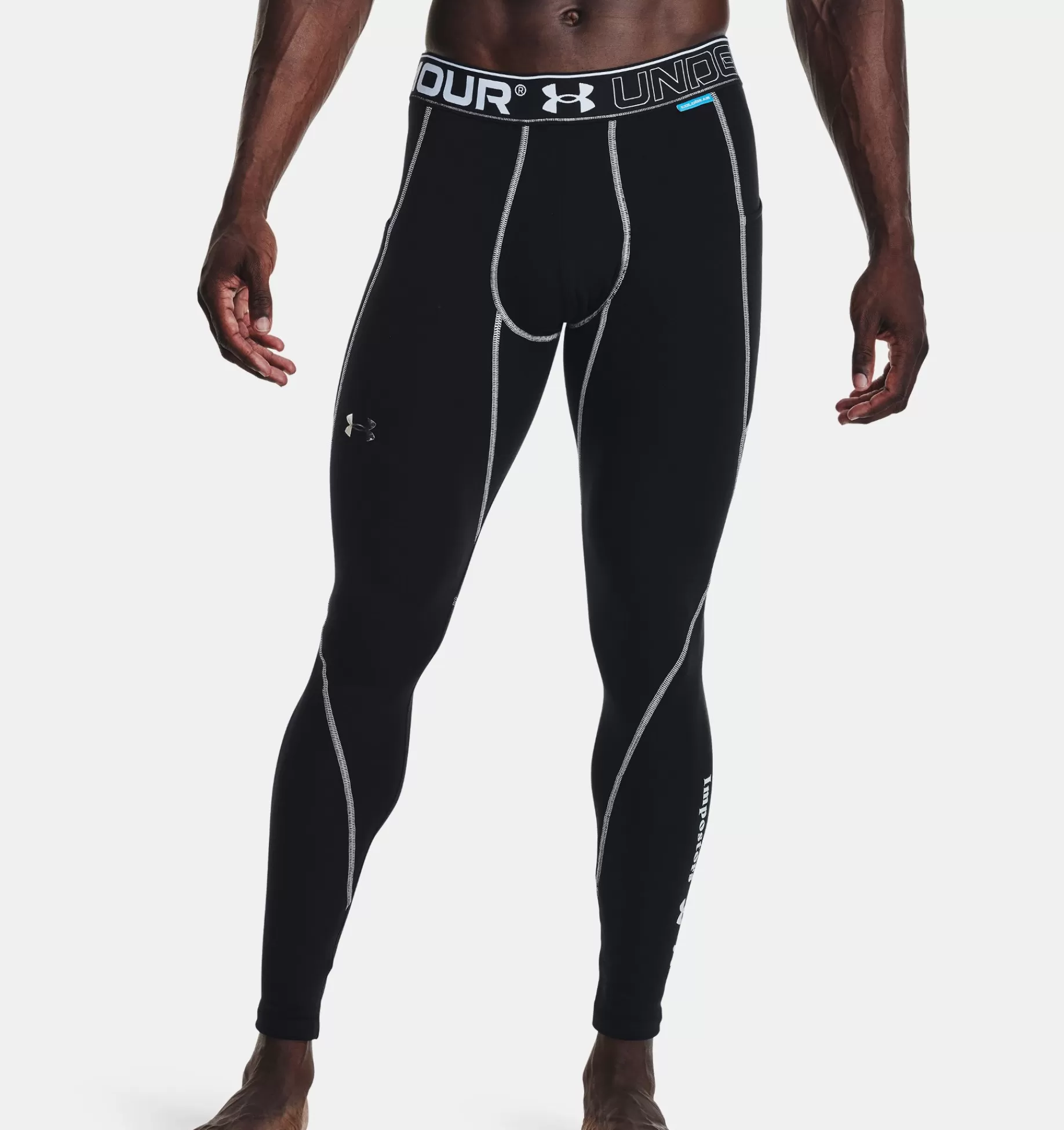 Online Under Armour Leggings Coldgear® Da Uomo Black / Silver Chrome - 001