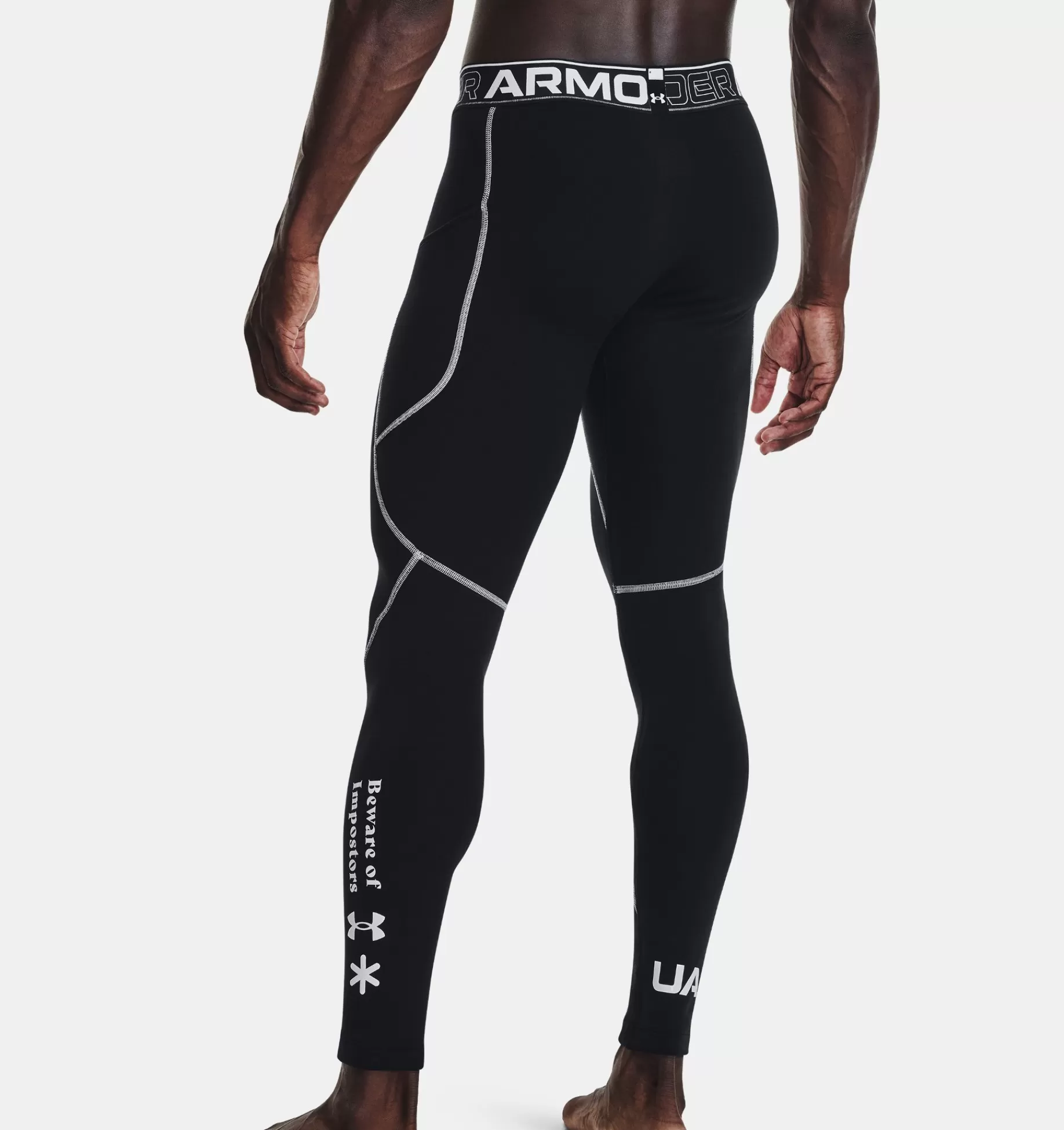 Online Under Armour Leggings Coldgear® Da Uomo Black / Silver Chrome - 001