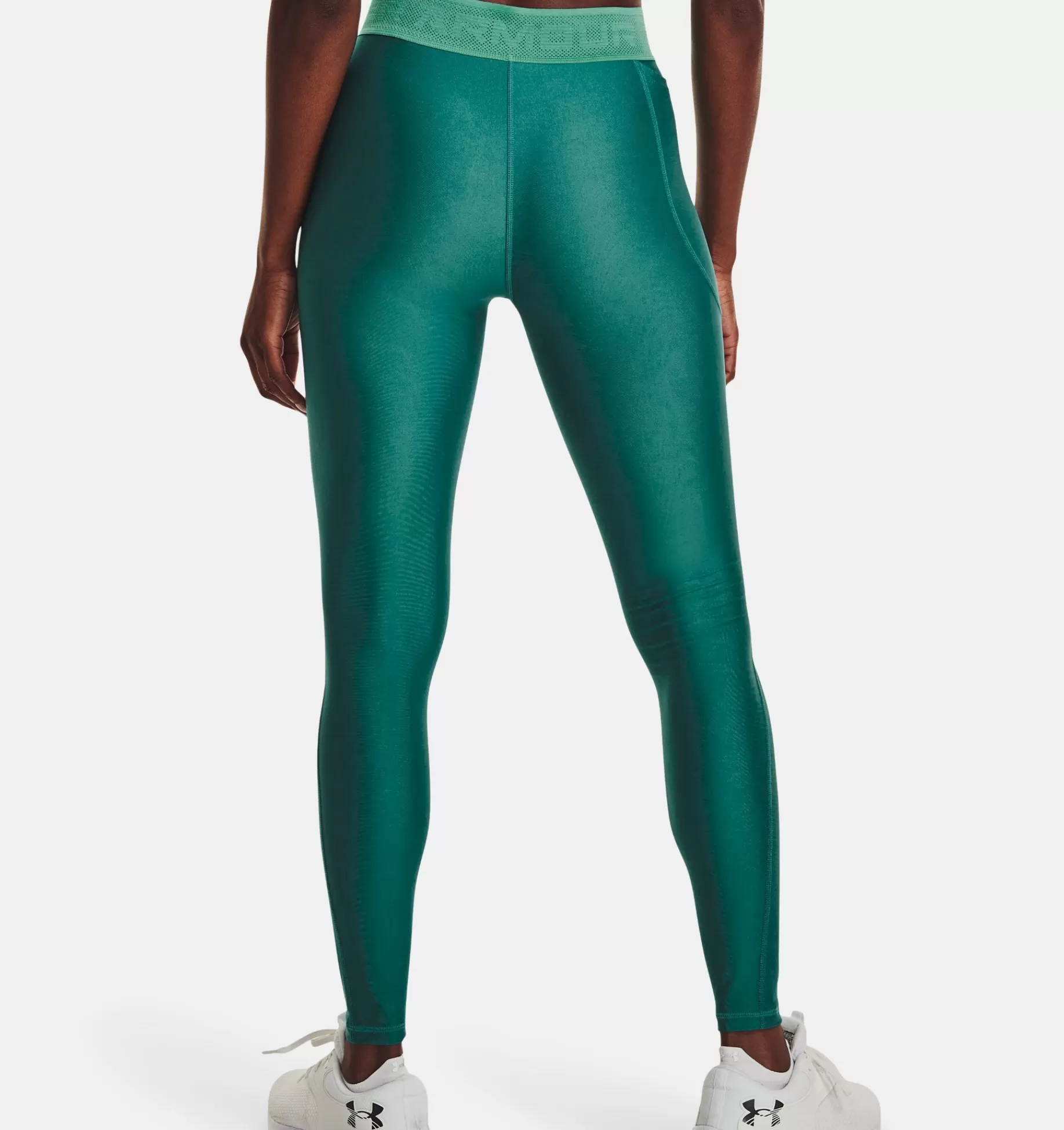 Best Sale Under Armour Leggings Heatgear® Branded Waistband Da Donna Coastal Teal / Birdie Green - 722