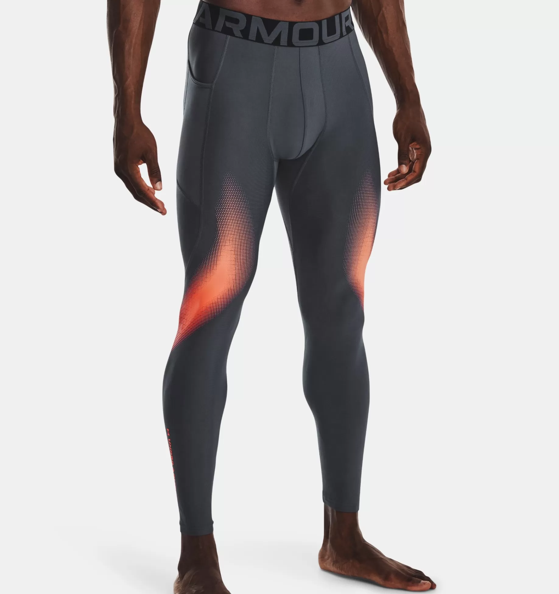 Hot Under Armour Leggings Heatgear® Da Uomo Downpour Gray / After Burn - 044