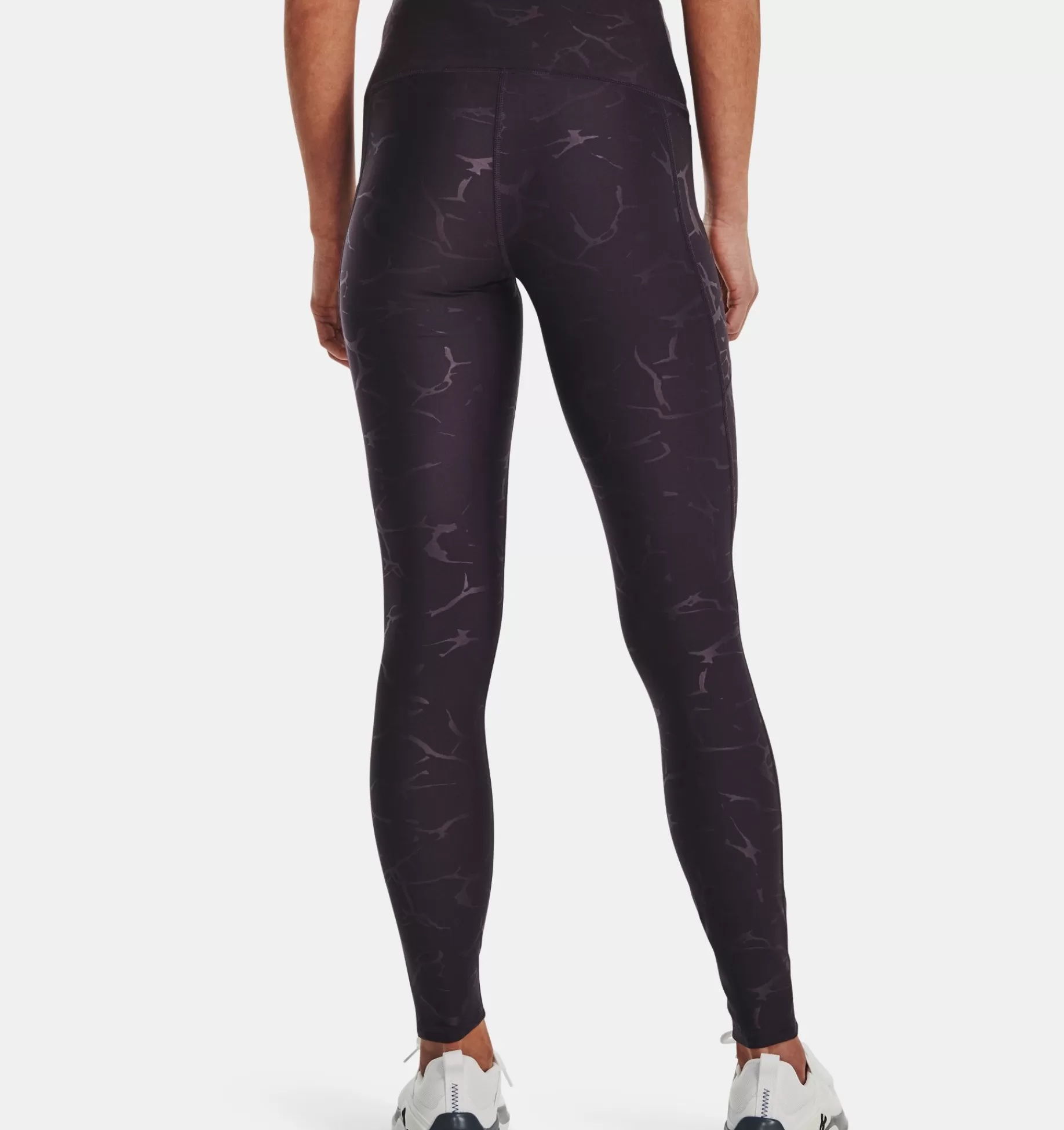 New Under Armour Leggings Heatgear® No-Slip Waistband Emboss Da Donna Tux Purple / White - 541