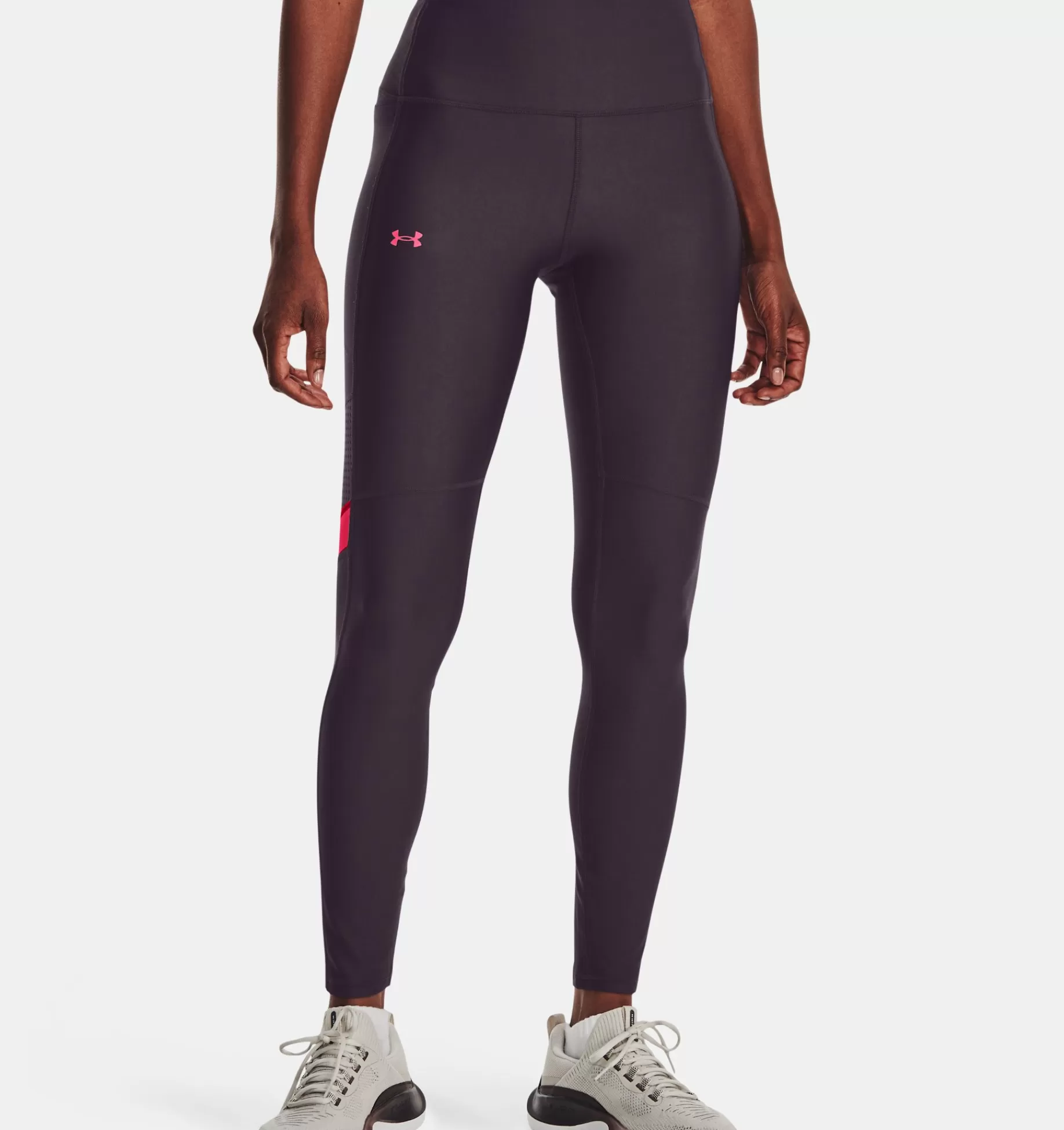 New Under Armour Leggings Heatgear® No-Slip Waistband Mesh Panel Da Donna Tux Purple / Pink Shock - 541