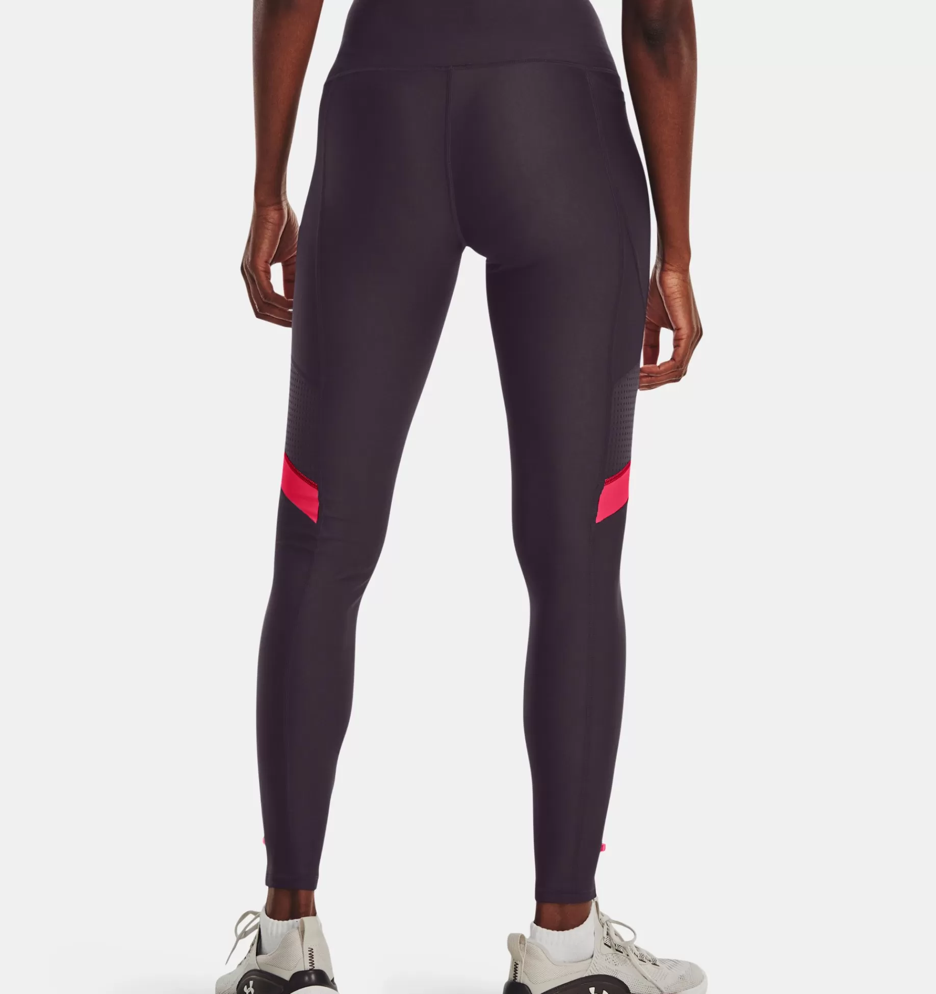 New Under Armour Leggings Heatgear® No-Slip Waistband Mesh Panel Da Donna Tux Purple / Pink Shock - 541