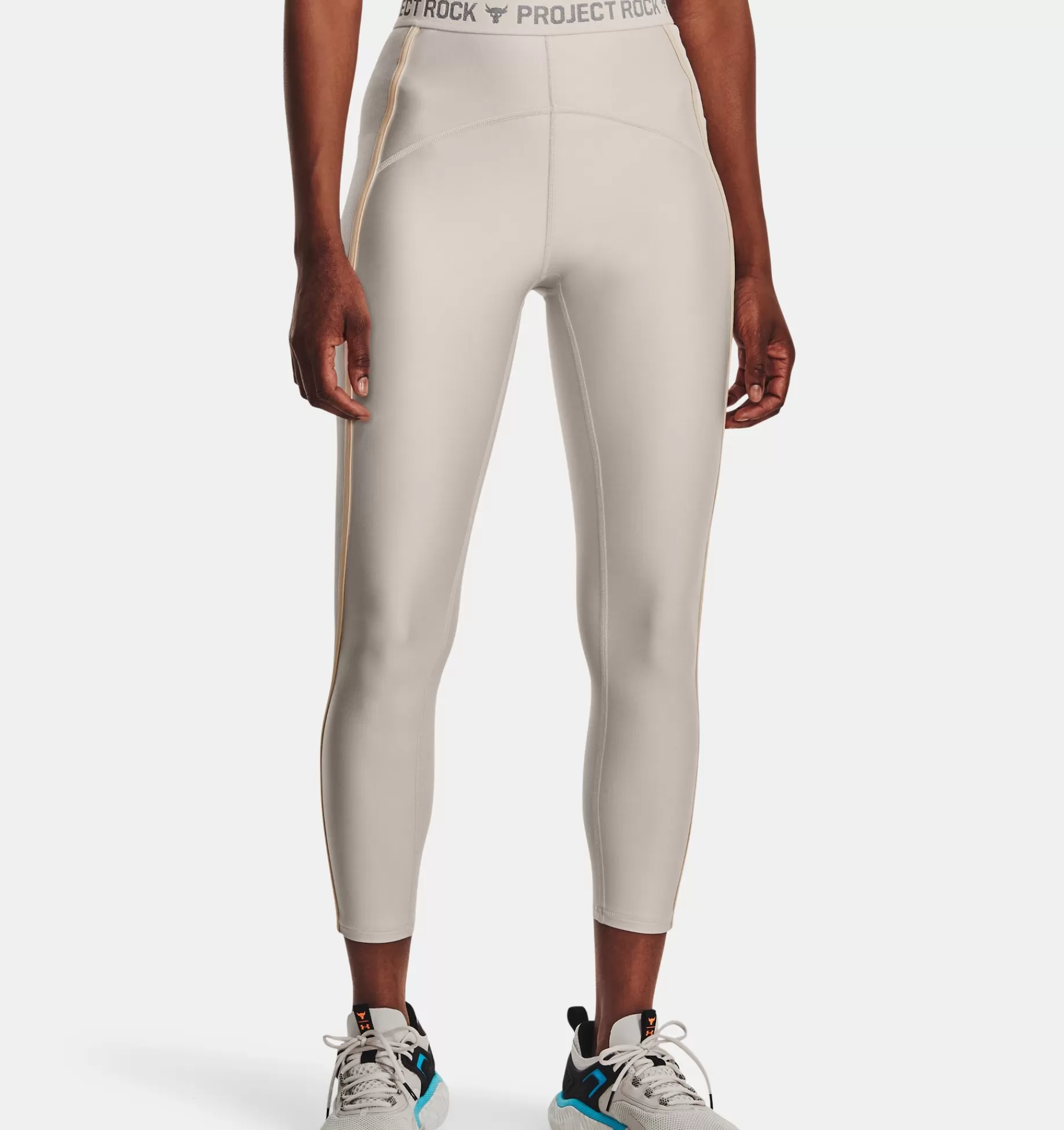 Clearance Under Armour Leggings Project Rock Heatgear® Ankle Da Donna Gray Matter / Peach Ice - 289