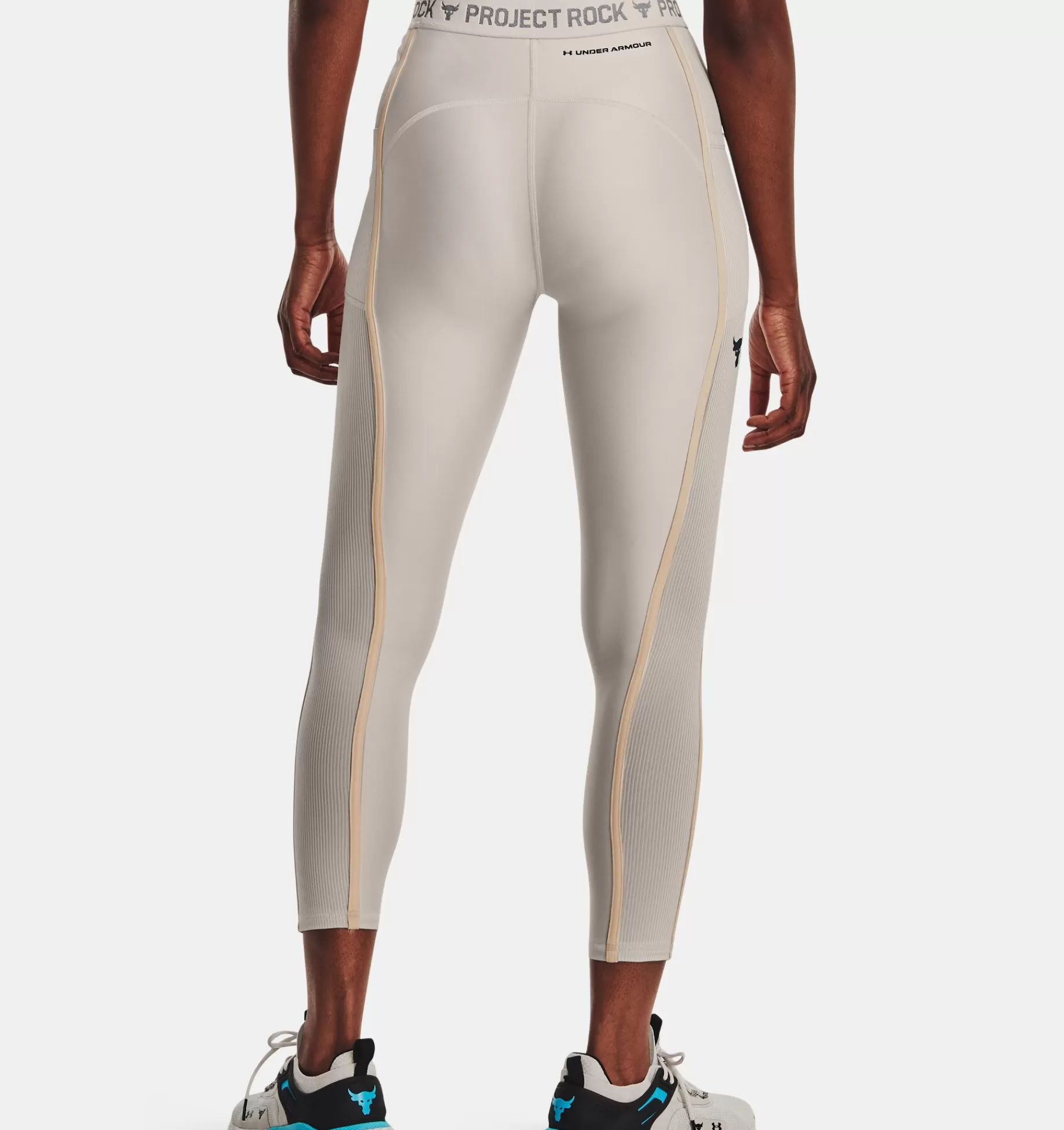 Clearance Under Armour Leggings Project Rock Heatgear® Ankle Da Donna Gray Matter / Peach Ice - 289