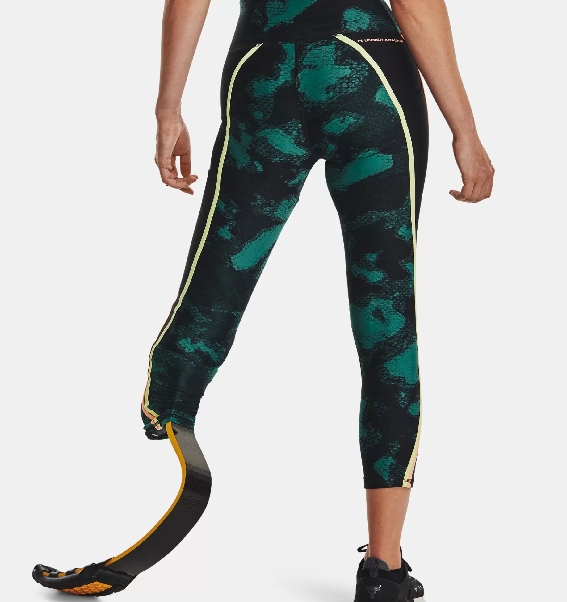 Clearance Under Armour Leggings Project Rock Heatgear® Printed Ankle Da Donna Coastal Teal / Orange Tropic - 722