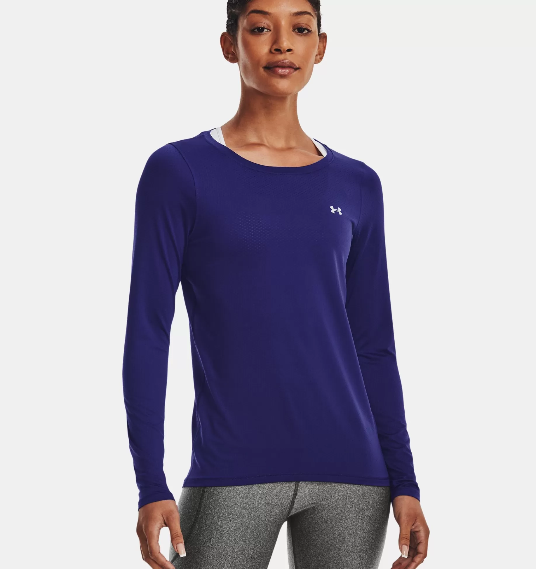 Fashion Under Armour Maglia A Manica Lunga Heatgear® Armour Da Donna Sonar Blue / Metallic Silver - 468