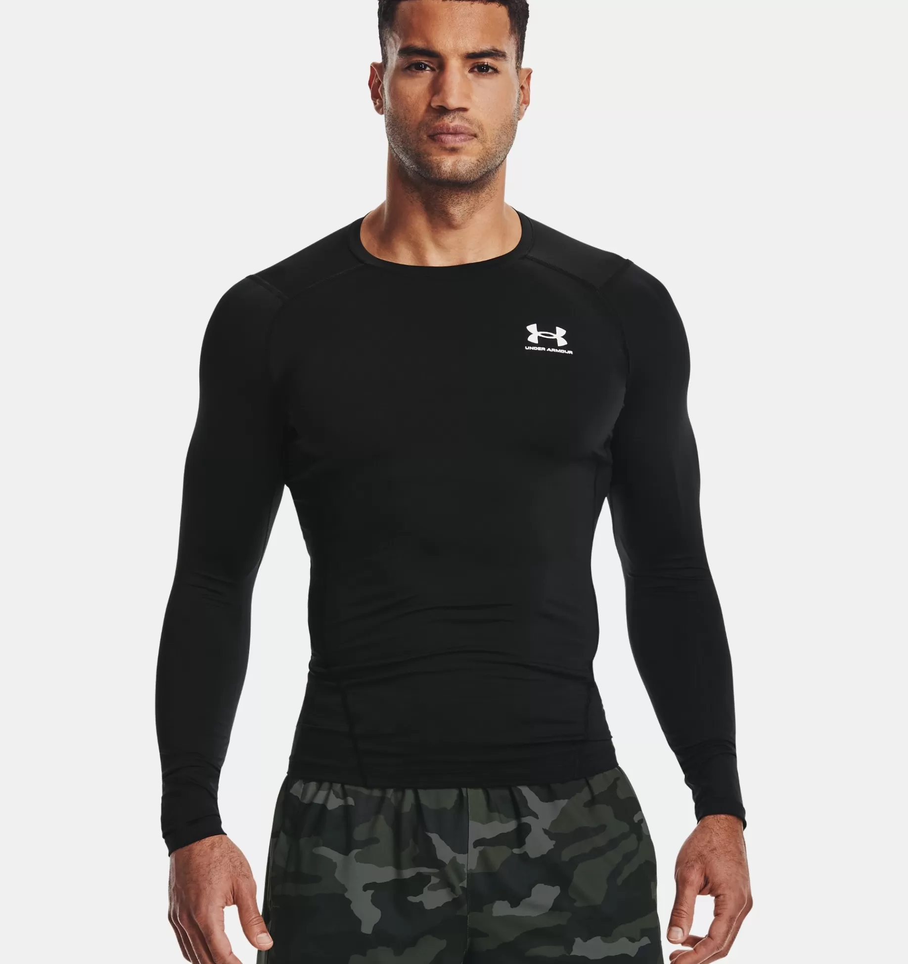 Shop Under Armour Maglia A Manica Lunga Heatgear® Armour Da Uomo Black / White - 001