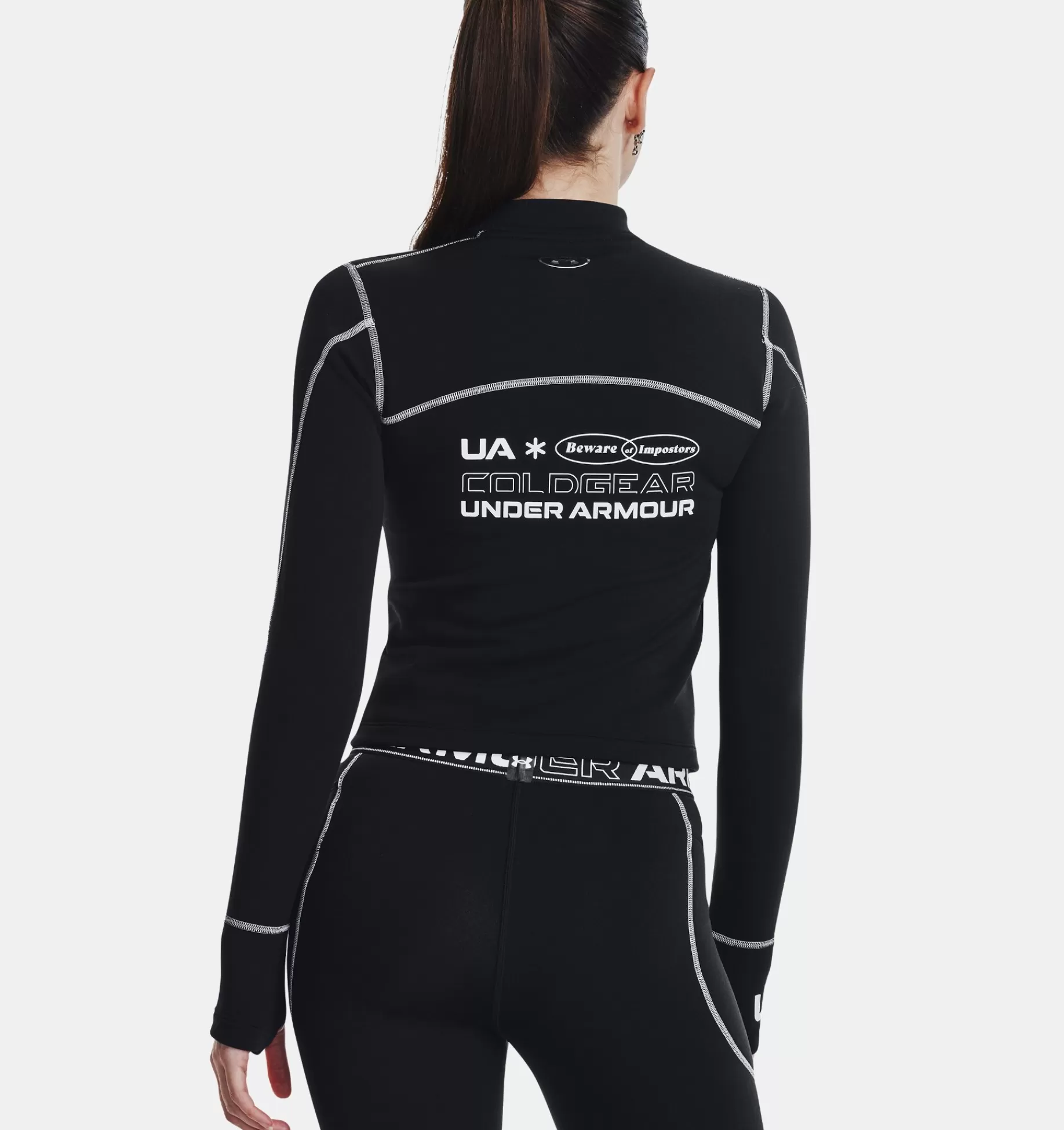 Fashion Under Armour Maglia A Maniche Lunghe Coldgear® Mock Da Donna Black / Silver Chrome - 001