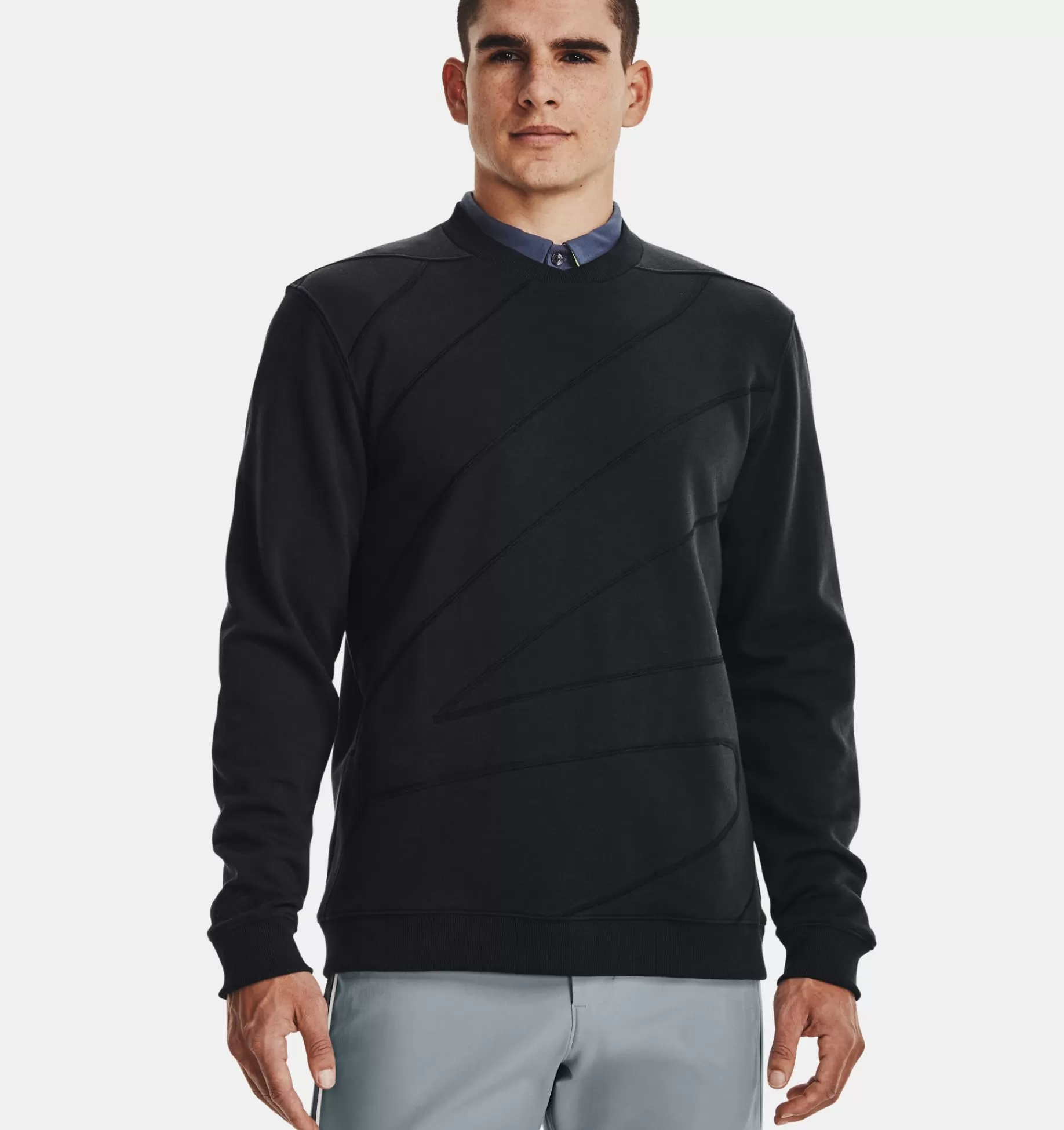 Outlet Under Armour Maglia A Maniche Lunghe Curry Crew Da Uomo Black - 001