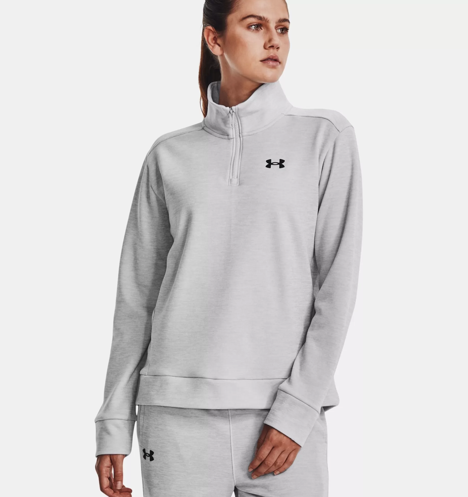 Online Under Armour Maglia Armour Fleece® ¼ Zip Da Donna Halo Gray Light Heather / Black - 014