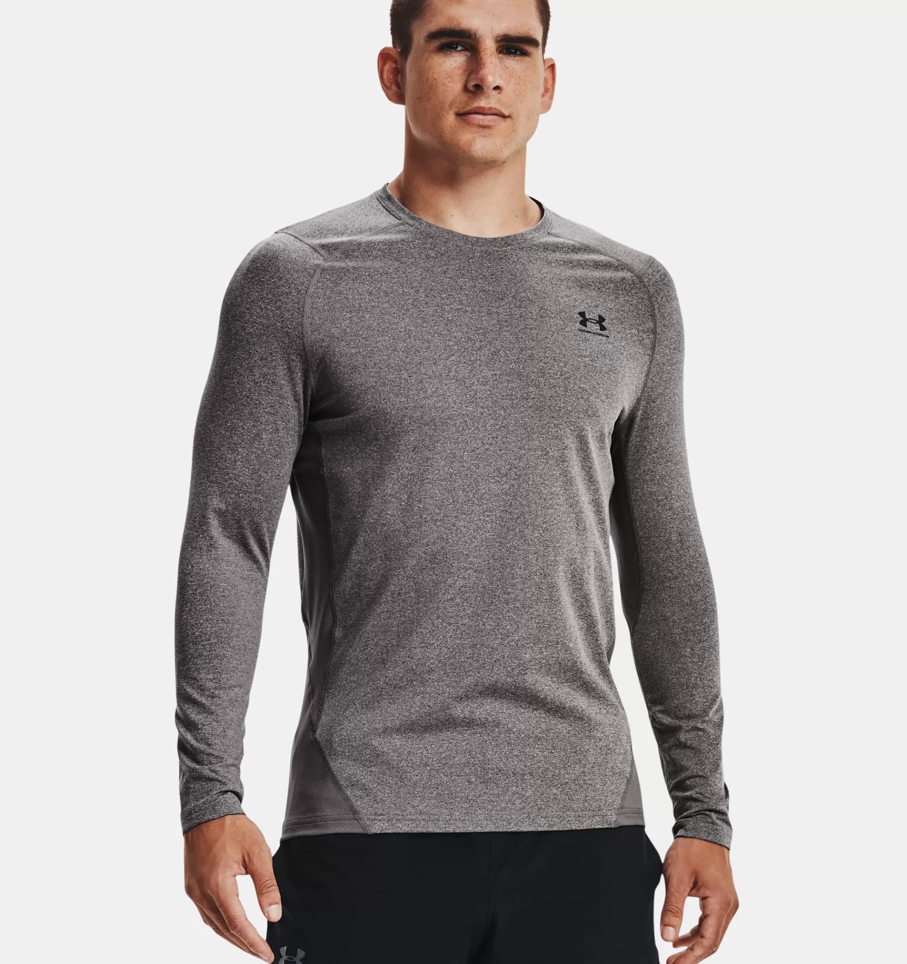 Clearance Under Armour Maglia Coldgear® Fitted Crew Da Uomo Charcoal Light Heather / Black - 020