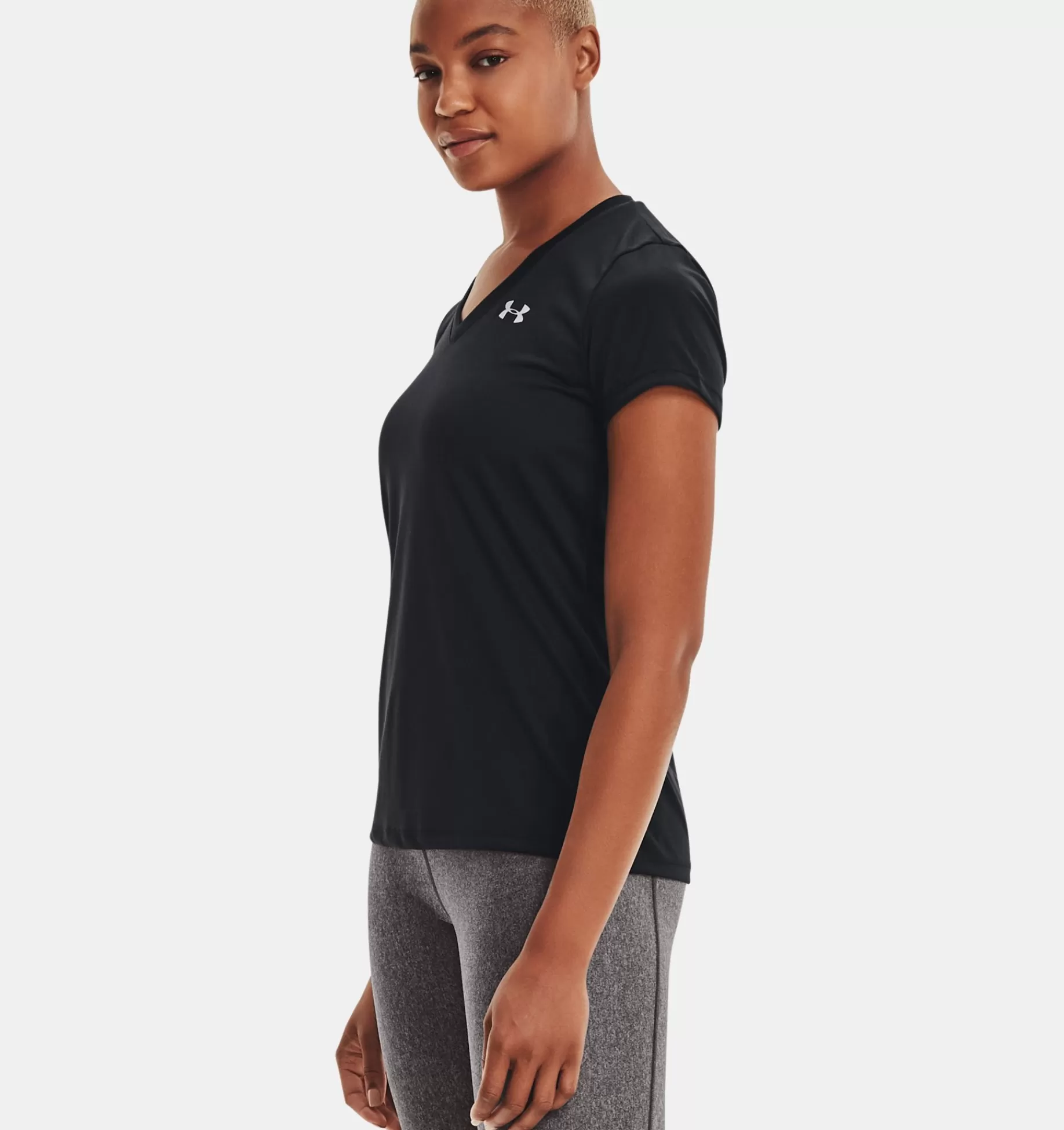 Fashion Under Armour Maglia Con Collo A V Ua Tech™ Da Donna Black / Metallic Silver - 002