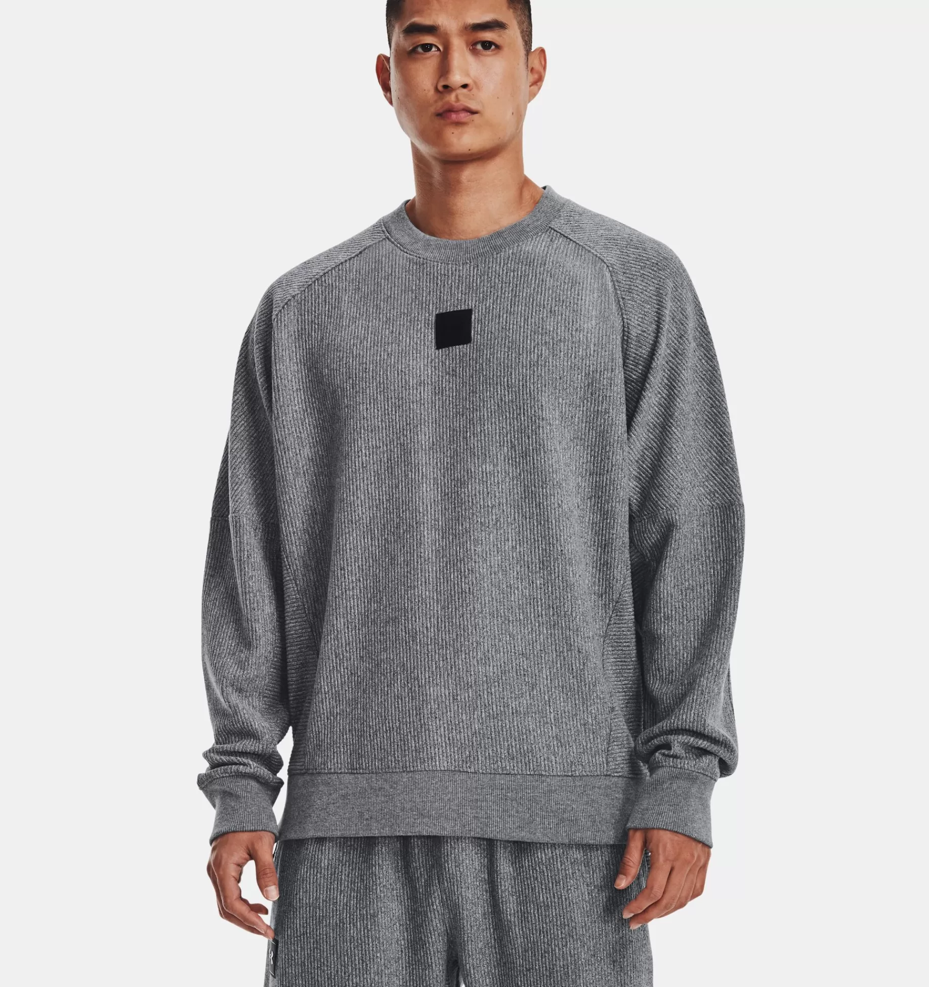 Outlet Under Armour Maglia Ua Ottoman Fleece Crew Da Uomo Black - 001