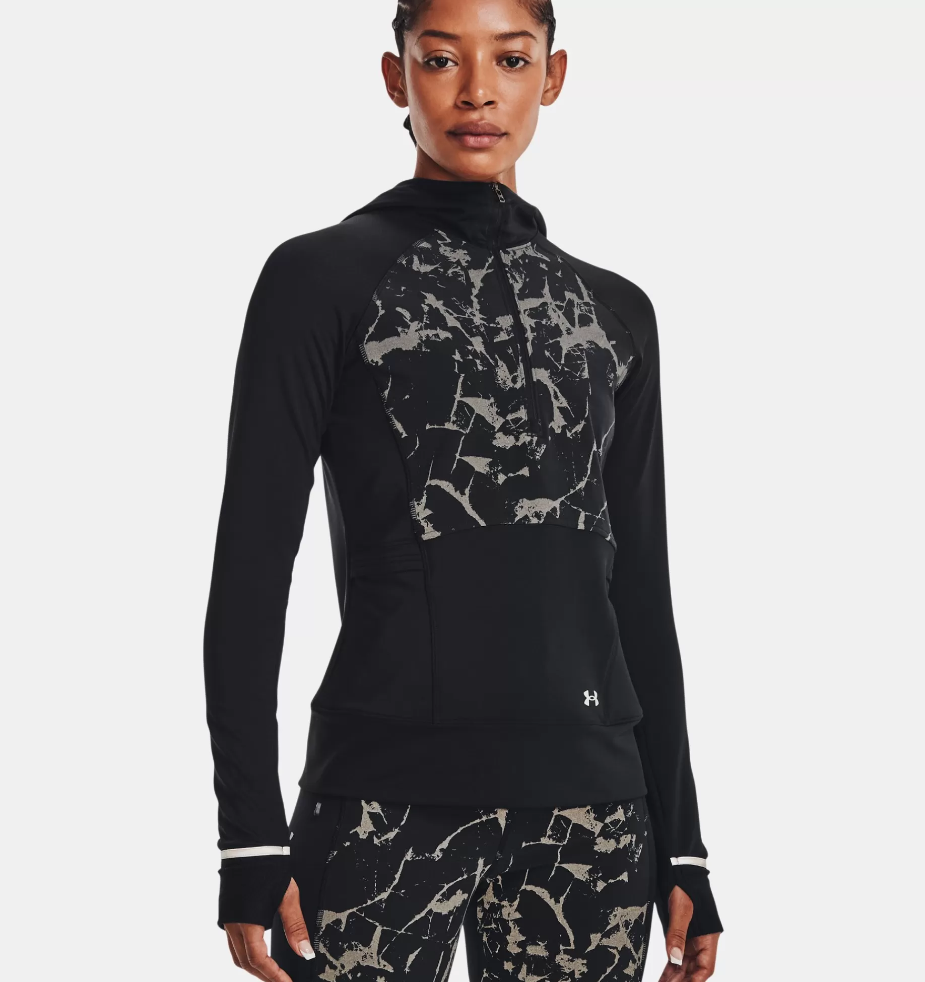 Shop Under Armour Maglia Ua Outrun The Cold Hooded ½ Zip Da Donna Black / Reflective - 001