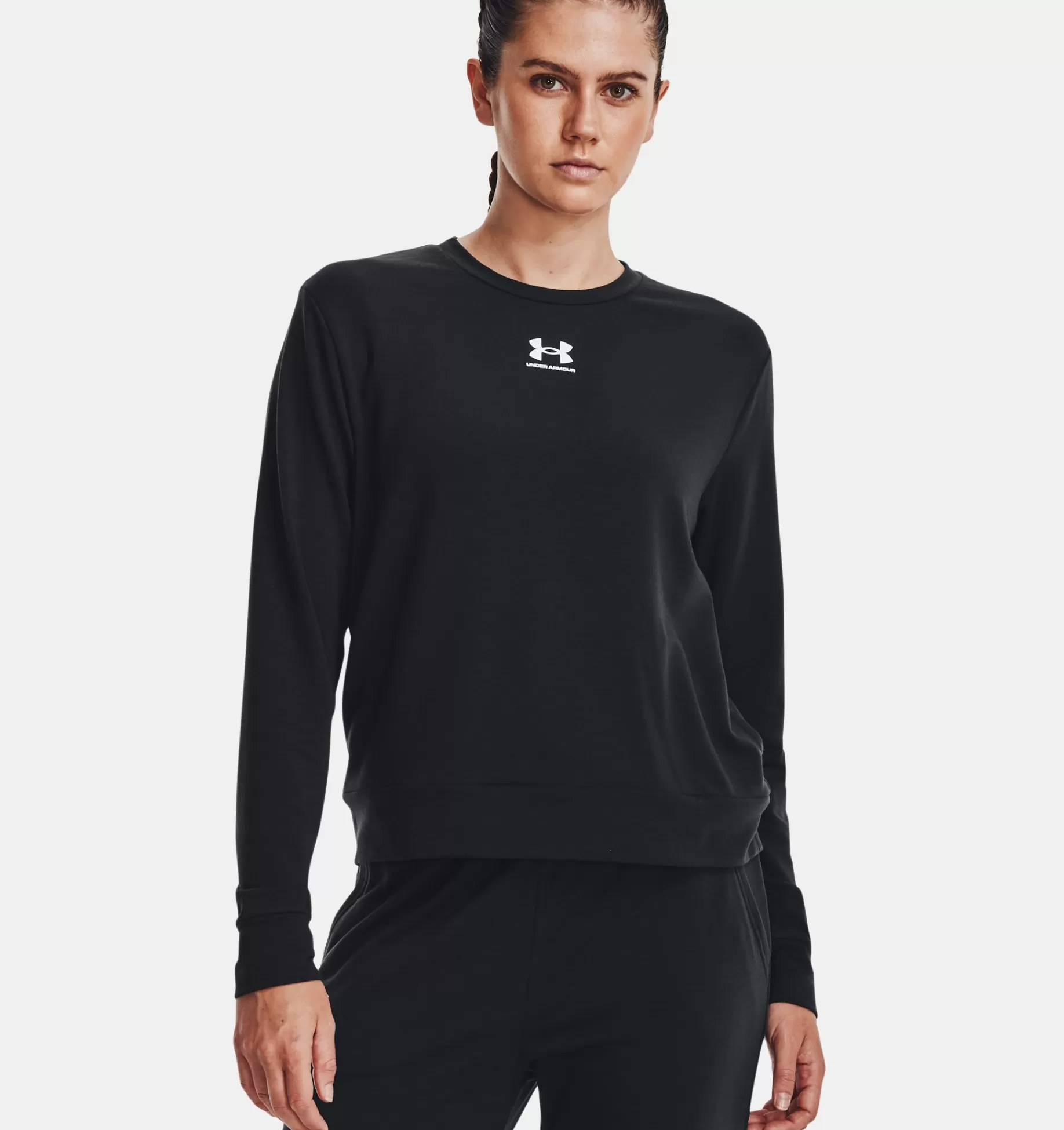 Fashion Under Armour Maglia Ua Rival Terry Crew Da Donna Black / White - 001