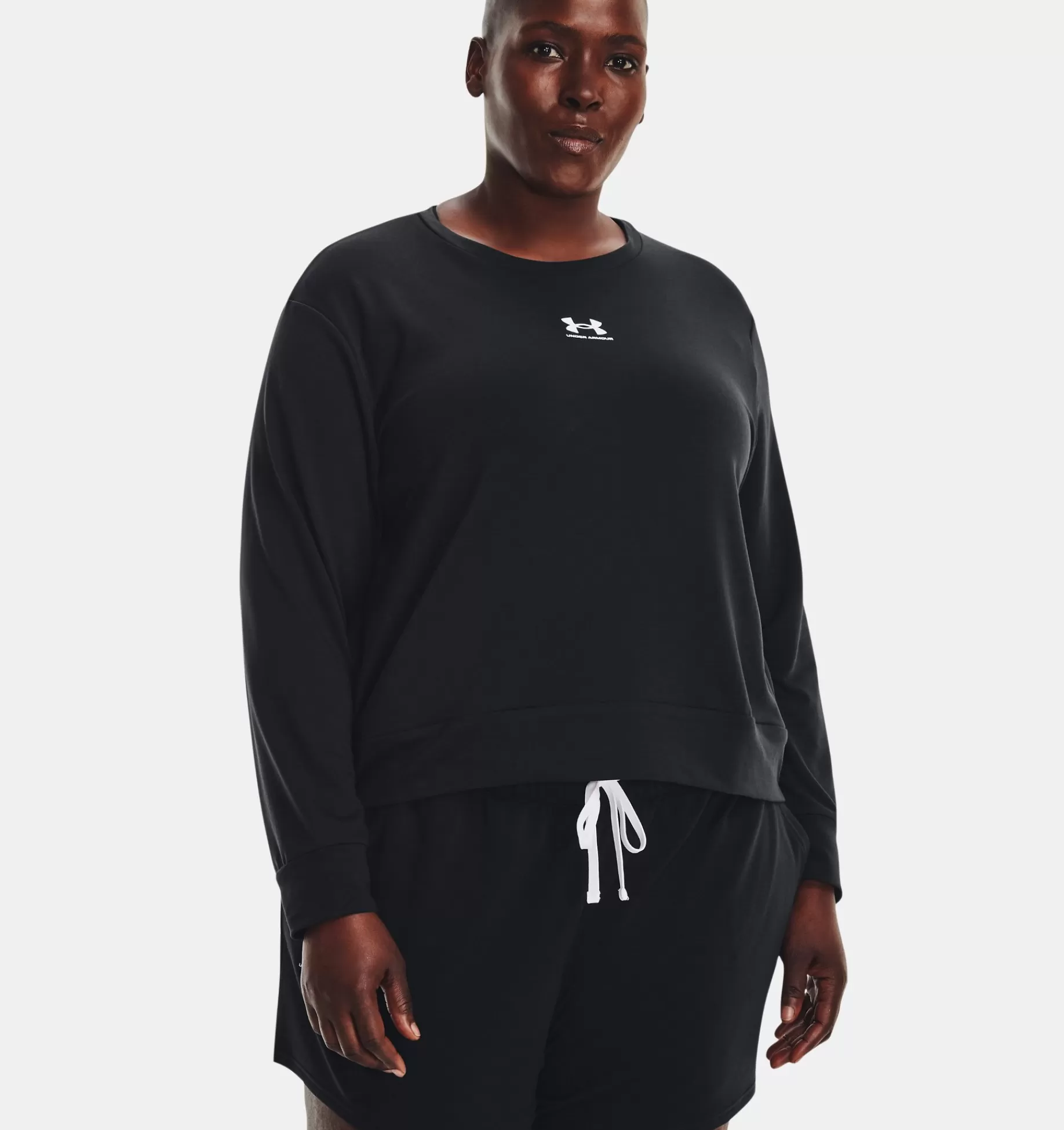 Best Under Armour Maglia Ua Rival Terry Crew Da Donna Black / White - 001