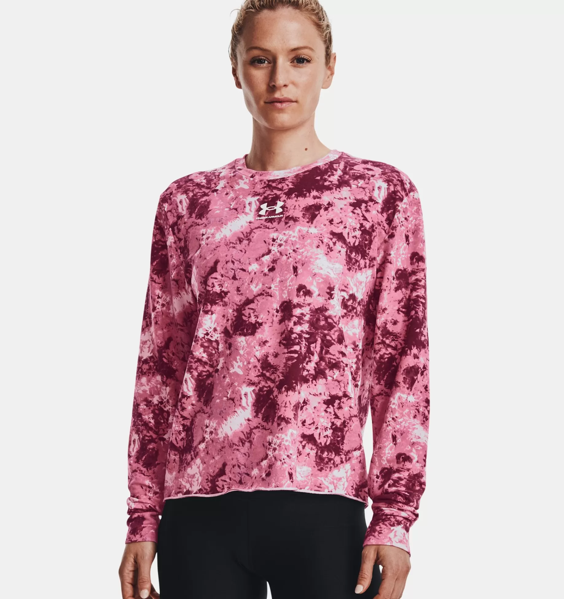 Best Under Armour Maglia Ua Rival Terry Printed Crew Da Donna Pace Pink / White - 669