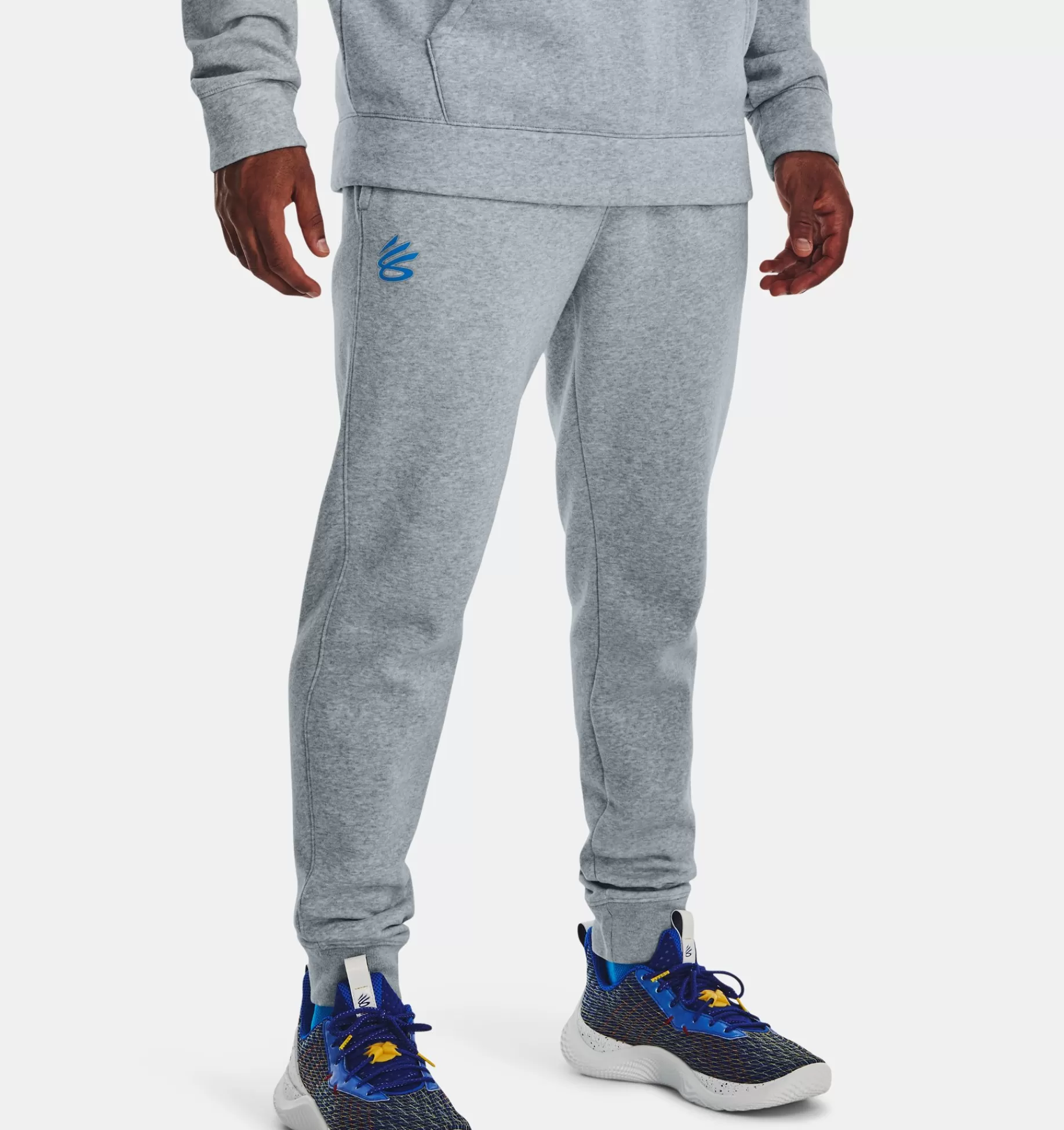 Outlet Under Armour Pantaloni Tuta Curry Fleece Da Uomo Harbor Blue Full Heather / Blue Circuit - 465