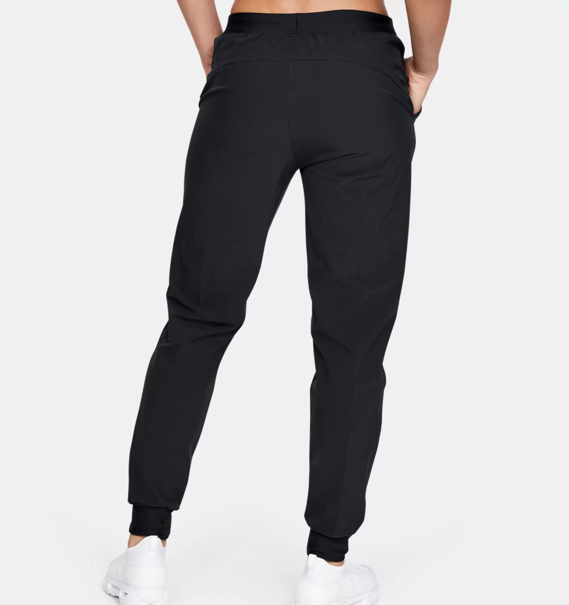 Fashion Under Armour Pantaloni Ua Armour Sport Woven Da Donna Black / Metallic Silver - 001