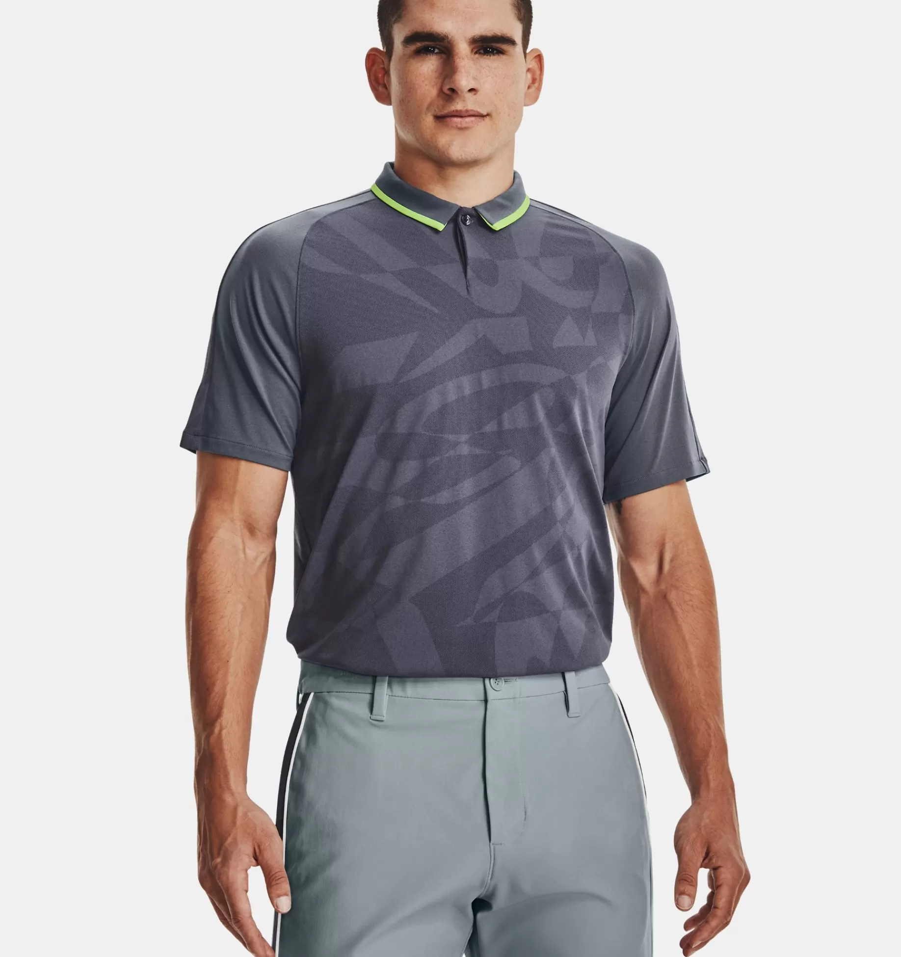 Outlet Under Armour Polo Curry Souvenir Jacquard Da Uomo Downpour Gray - 044