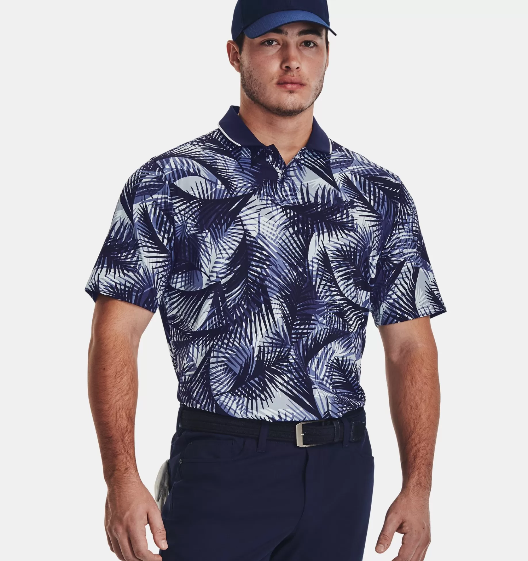 New Under Armour Polo Ua Iso-Chill Graphic Palm Da Uomo Midnight Navy - 410