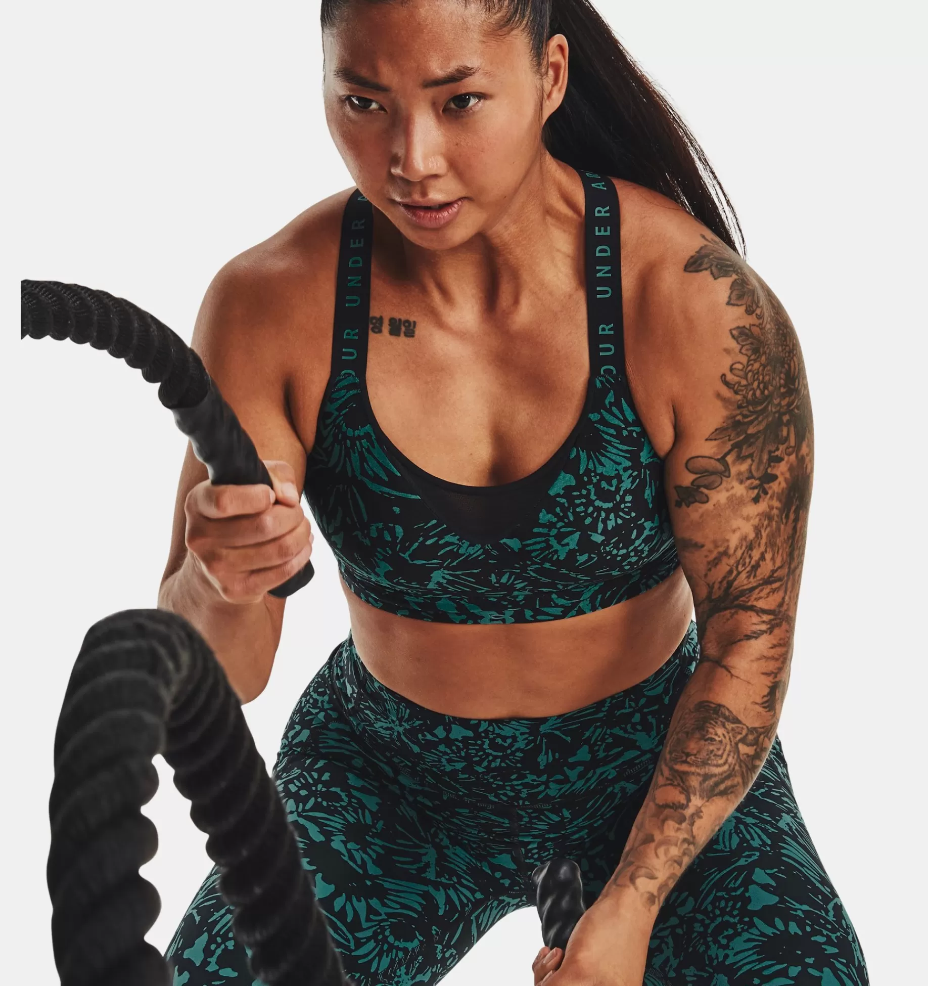 Clearance Under Armour Reggiseno Sportivo Ua Infinity High Printed Da Donna Black / Coastal Teal - 002