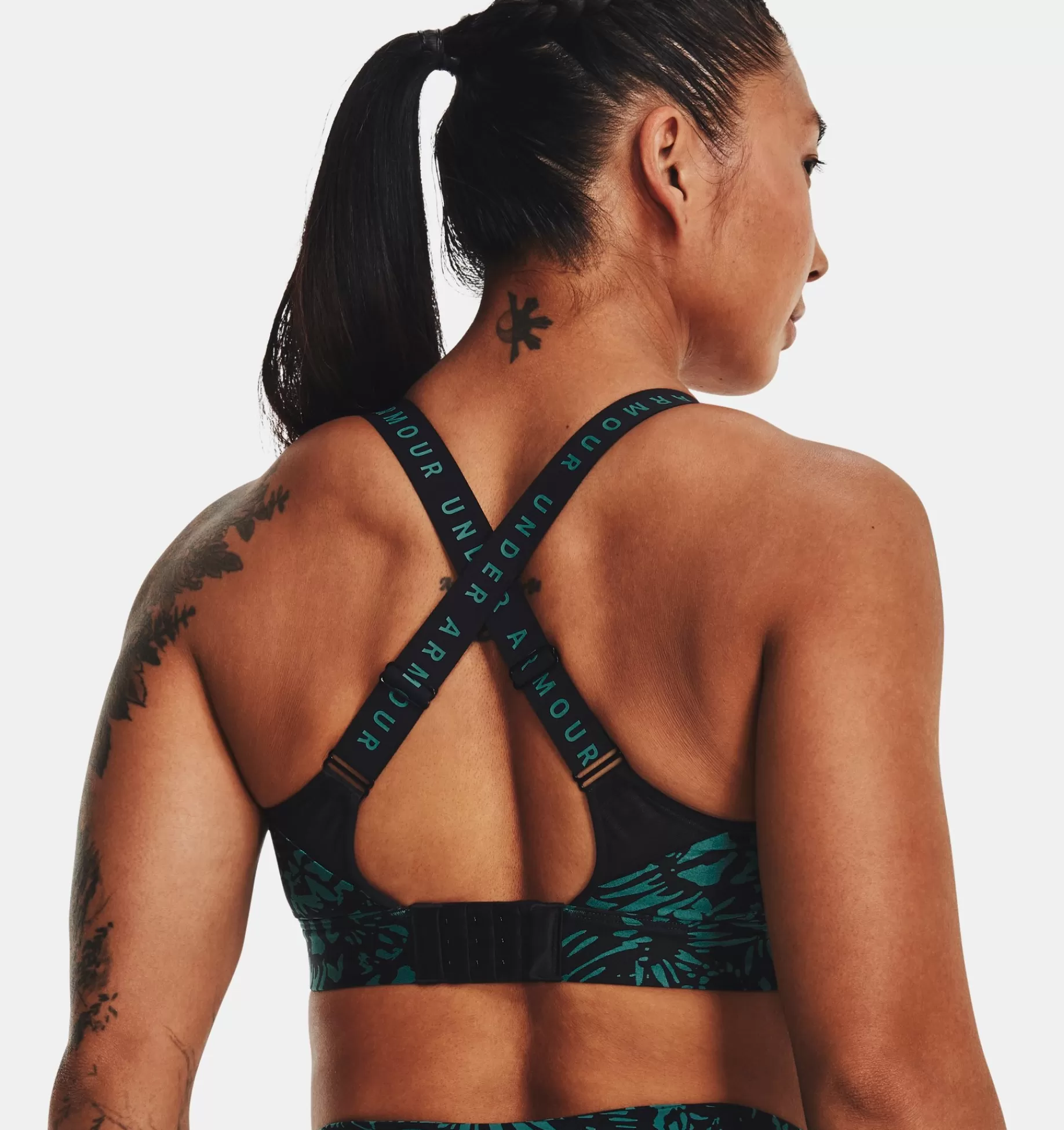 Clearance Under Armour Reggiseno Sportivo Ua Infinity High Printed Da Donna Black / Coastal Teal - 002